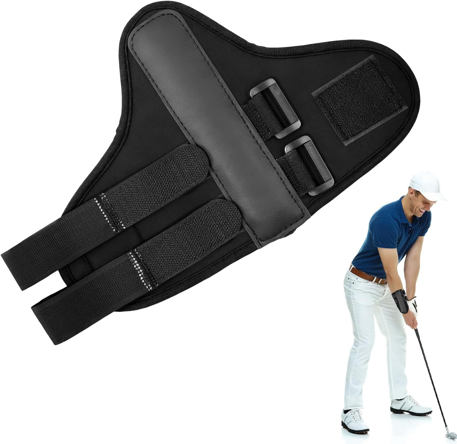 Golf Training Aid, Golf Wrist Training Aid, Golf Wrist Trainer for Beginners - Adjustable Wrist Support & Arm Band, Swing Posture Correction Aid (Black, 1 Piece)