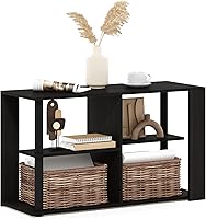 Vista 13 de Mesa de centro de diseño simple Furinno 11179GYW/BK, Material Reciclado, Café Oscuro