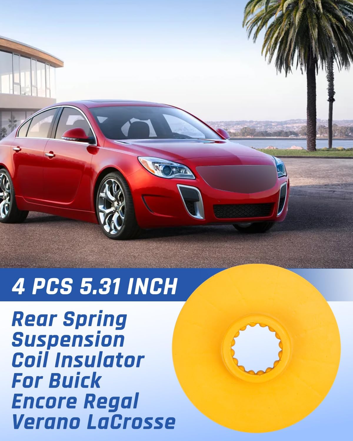 4 Pcs 5.31" Rear Suspension Bump Stop Fit for Chevrolet Impala Malibu Limited Trax Fit for Buick Encore LaCrosse Regal Verano Fit for Cadillac ELR, 13330714 Coil Spring Insulator
