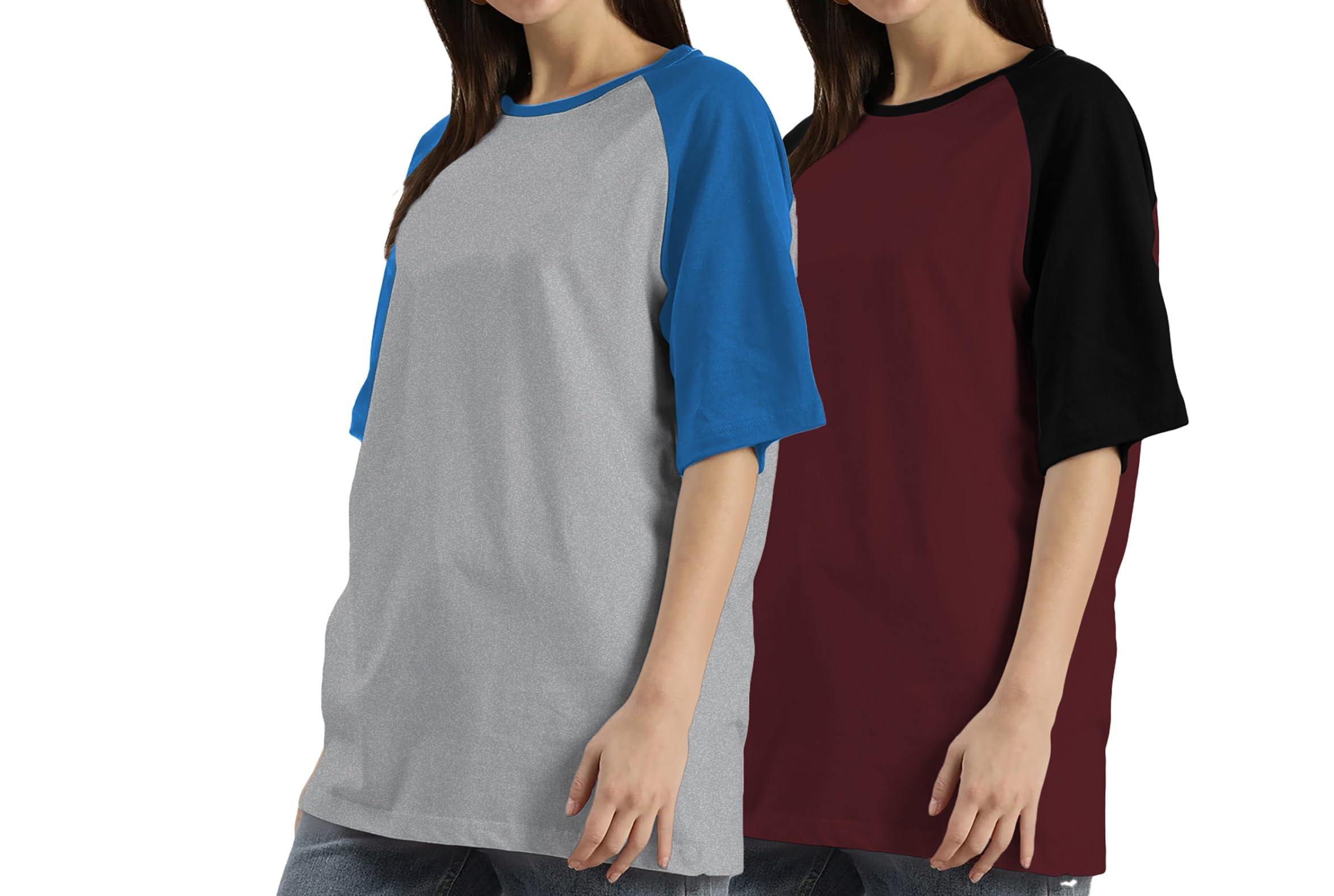 Women's Cotton Trendy Western Wear Round Neck Half Sleeve Regular|Loose Fit Oversized Tops L137 Product code ( Size , colour )