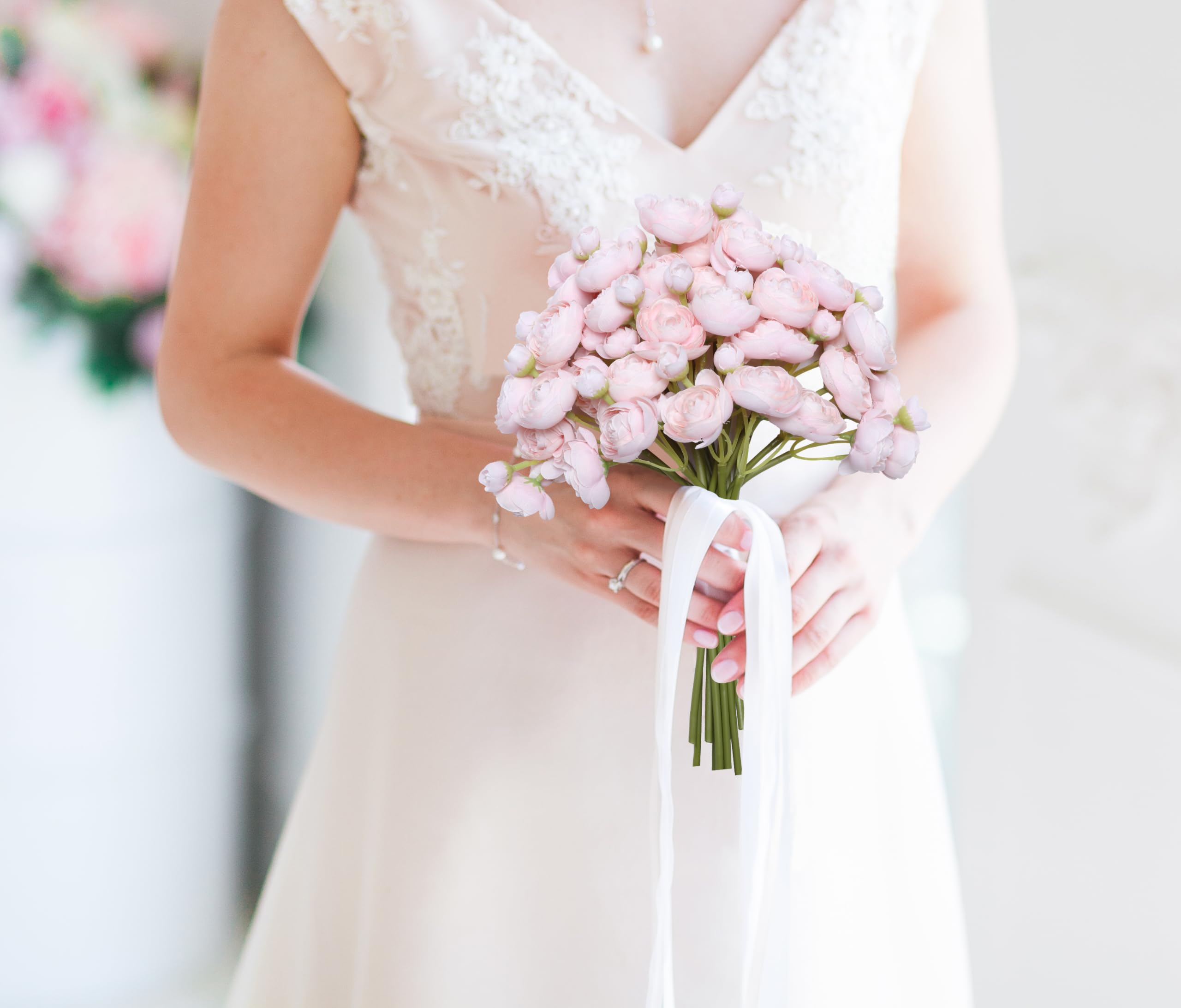 Künstliche Ranunkeln aus Seide, fühlen sich echt an, für Haus, Garten, Hochzeit, Party und Festival, Dekoration, DIY-Blumenarrangements, Rosa, 18 Stück
