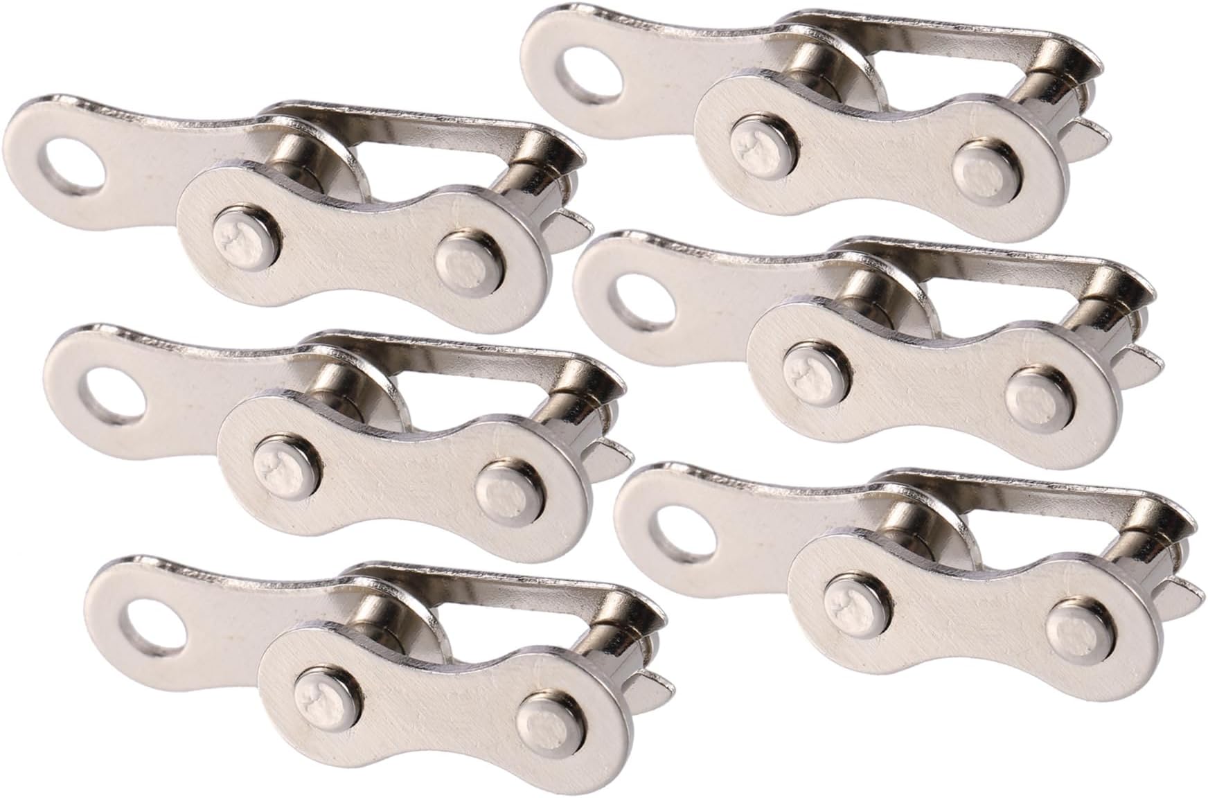 6 Pair Single Speed Silver Tone Chain Master Link Joint Clips Connectors Bicycle Missing Link Reusable Speed Chain for Bike MTB Repair Parts Auto Accessories