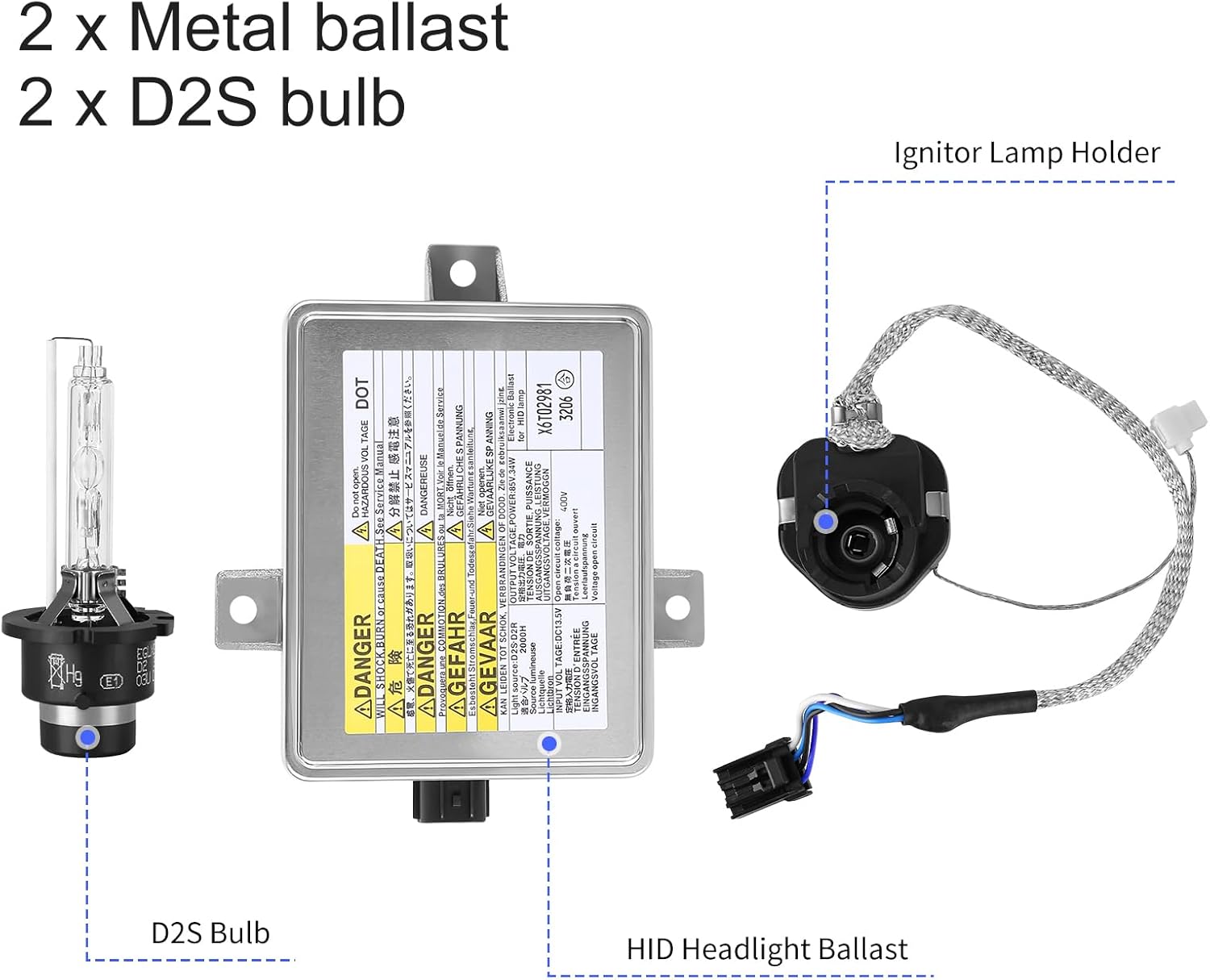 PHEZEN 2PCS W3T19371 Xenon HID Headlight Ballast with Igniter and D2S Bulb fit for 2002-2005 Acura TL / TSX/ TL Type-S, 2004-2006 Mazda 3, 2004-2009 Honda S2000 Replaces # W3T10471 X6T02971 W3T14371