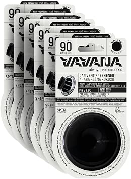 VAVANA Spin Car Air Conditioner Scent - Professional Car Scent | BPA & Liquid Free | 90 Days Effective - Set of 6 (MYSTIC)