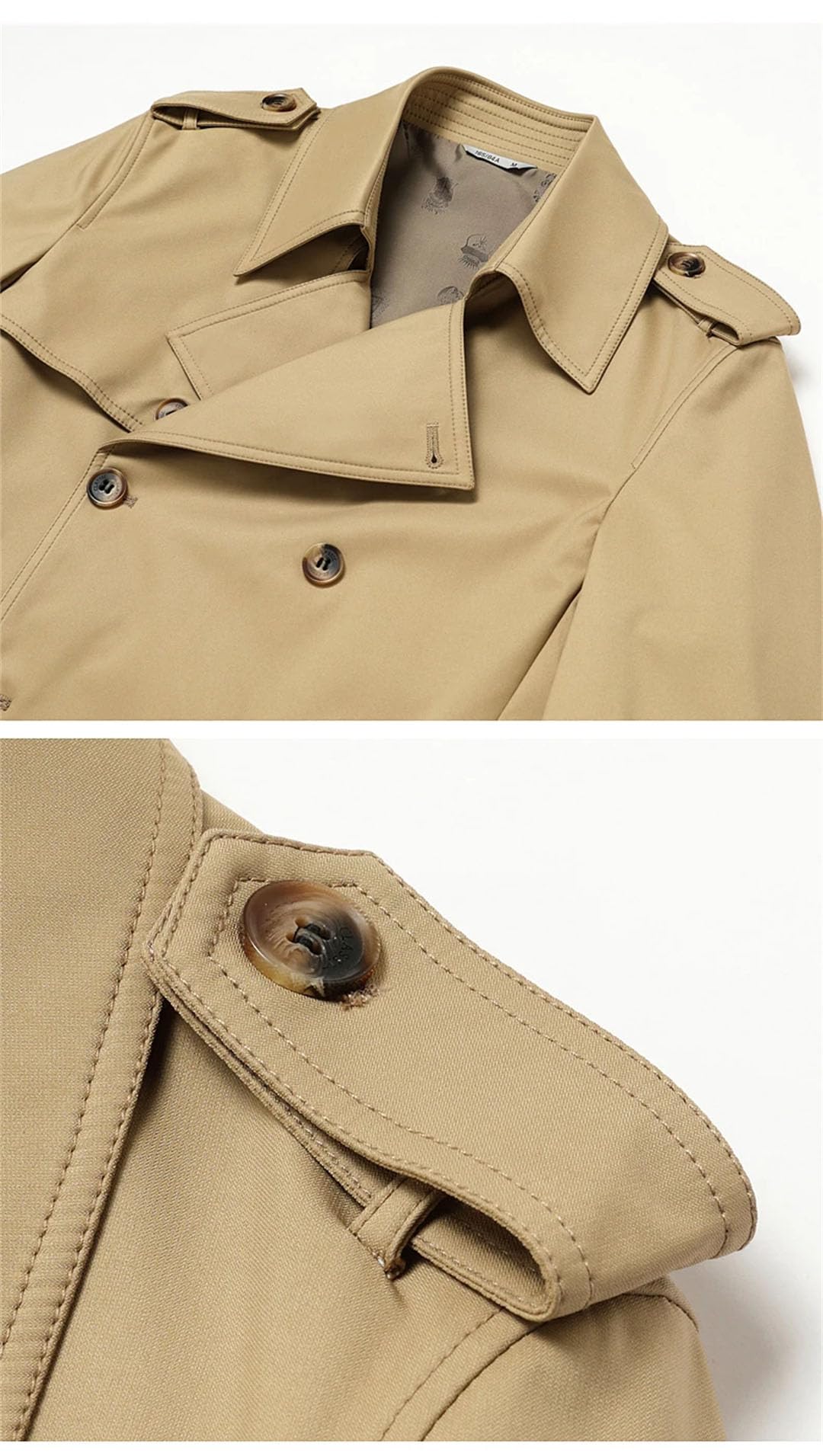 Uomini Tinta unita Trench Coat Con Tasche Capispalla Doppio Petto Giacca Cappotto Casual