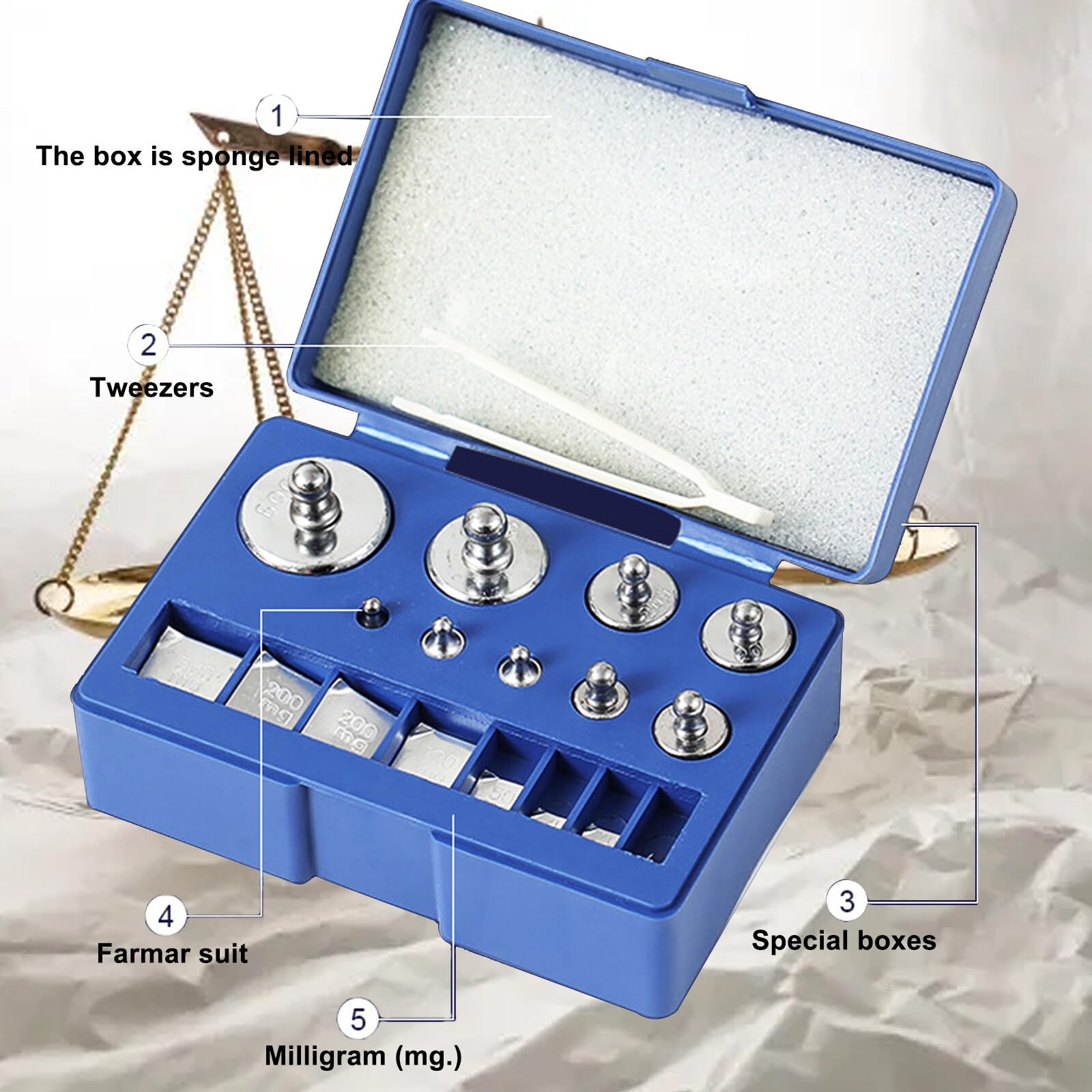 17 Stücke Kalibriergewichte Set, Stahl Verchromt Eichgewichte, 10mg -100g Silber Eichgewichte Feinwaage, Kalibriergewicht 100g für Digital Schmuck Waage, Labor Digitalwaagen, Labor, Hobby