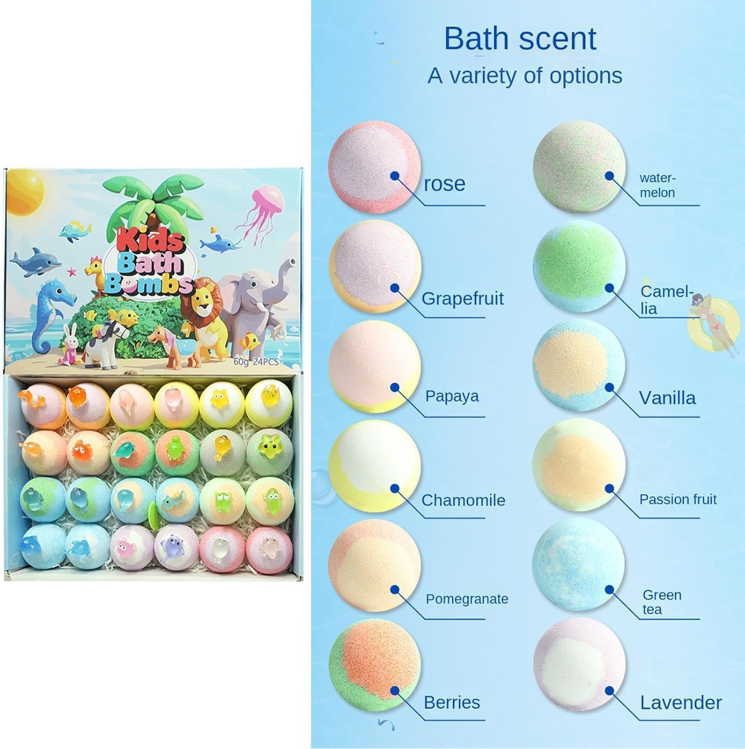 Shower Salt Ball 24 – Portable Compact Stylish Sturdy Pieces Relaxing Body, Cleanser, Versatile Compact, Bath Salts Animal Toys Kids | Multipurpose Outdoor Indoor Utility Functional