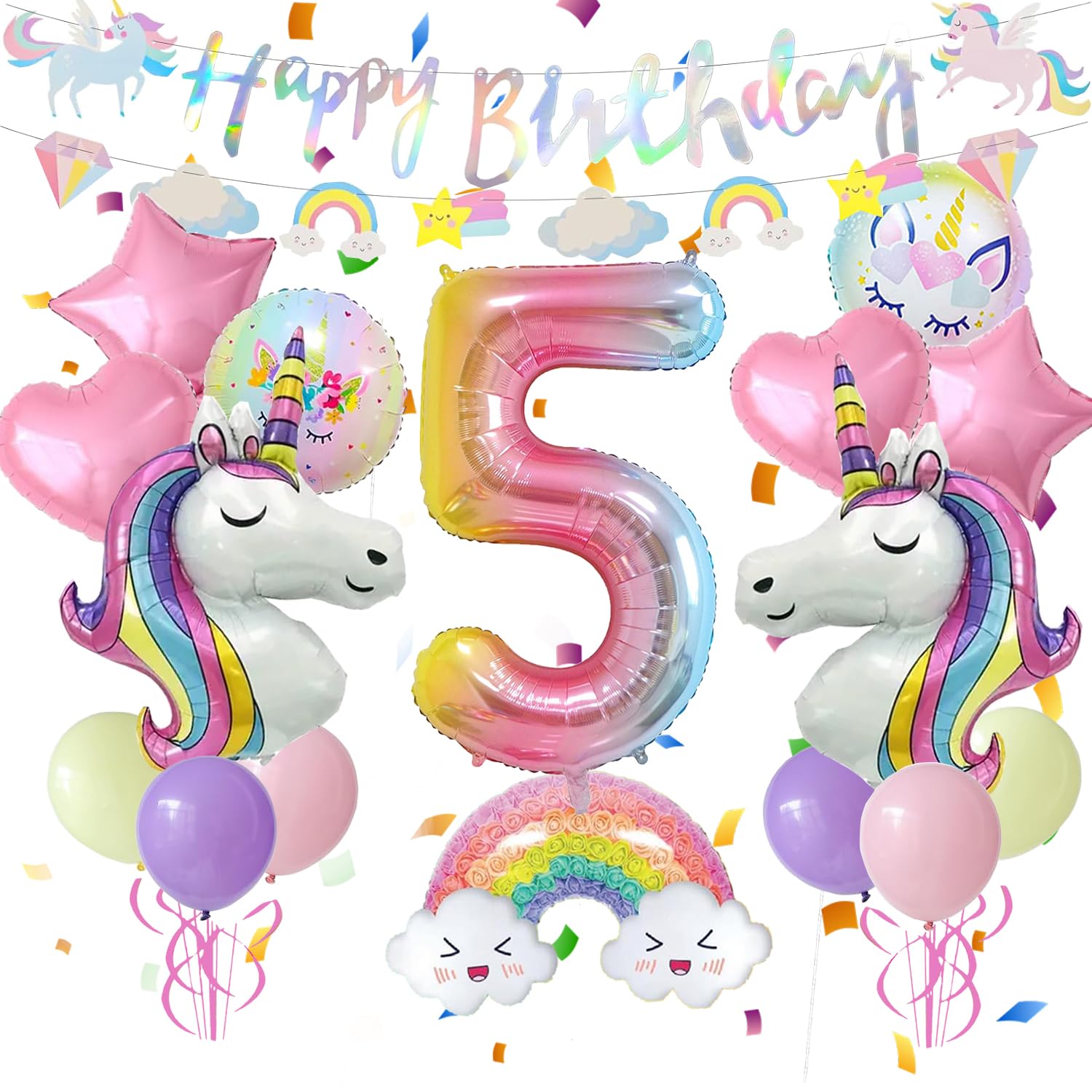 Unicorn Balloons Unicorn Birthday Party Decorations for Girls Foil Balloons Set Macaron and Rainbow Balloon Wedding Baby Shower Party Supplies (5)