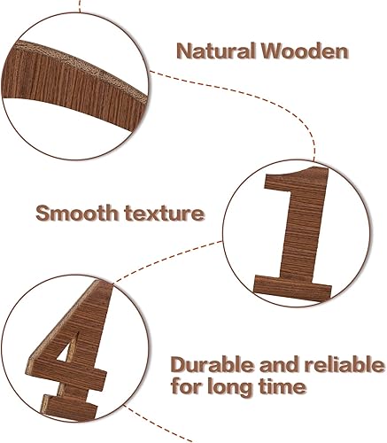 Miniatura 3 de Jetec Kit de números de reloj de madera de 75 piezas en 5 juegos de números de reloj árabe, accesorios autoadhesivos para decoración de bricolaje