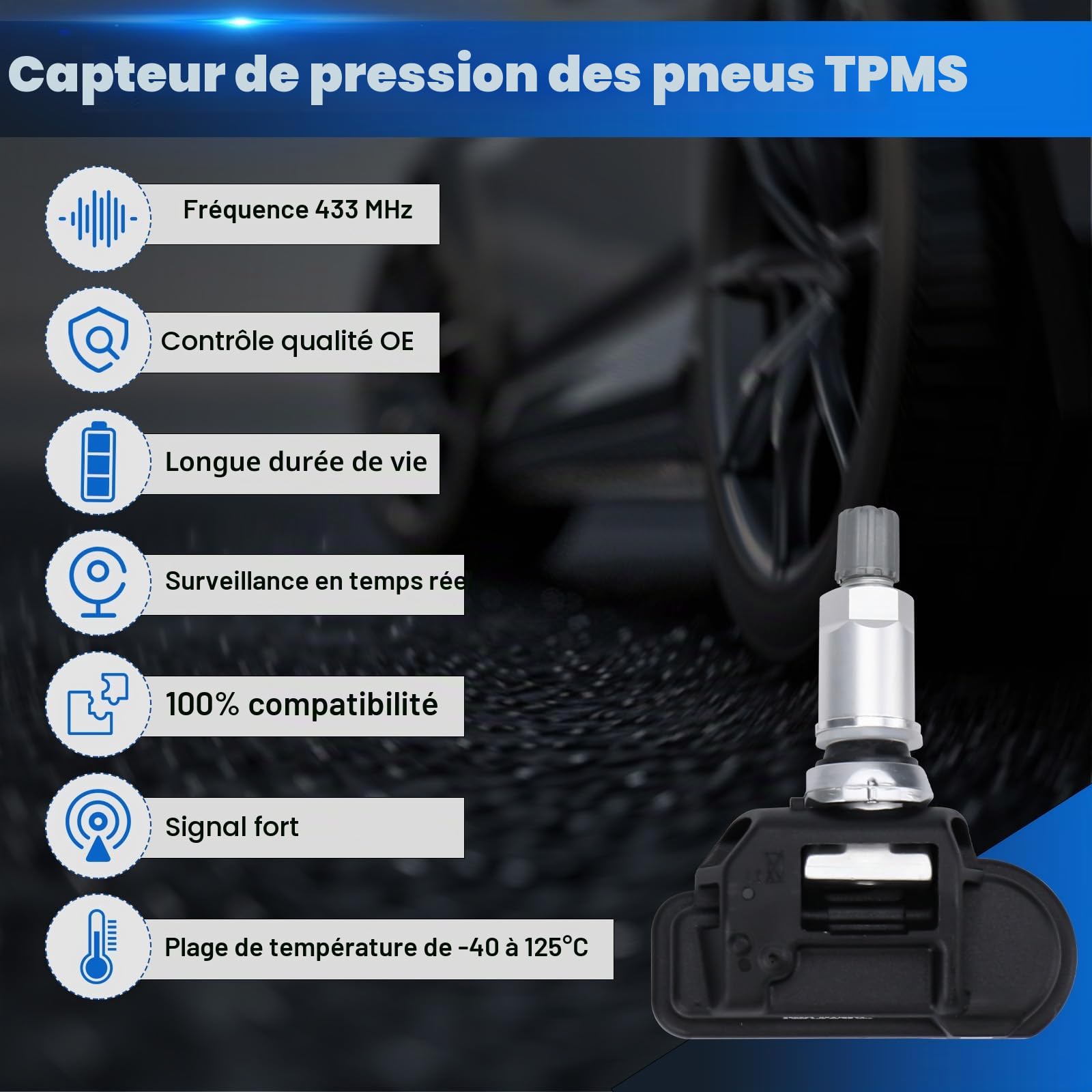 Capteur de Pression des Pneus Compatible avec Mercedes-Benz C/CLA/GLC/CLS/E/S/Classe GLE W176 W205 C207 W212 RDKS TPMS Compatible avec GLCES Classe A B C GL GLA GLK MR 2007-2015 A0009050030
