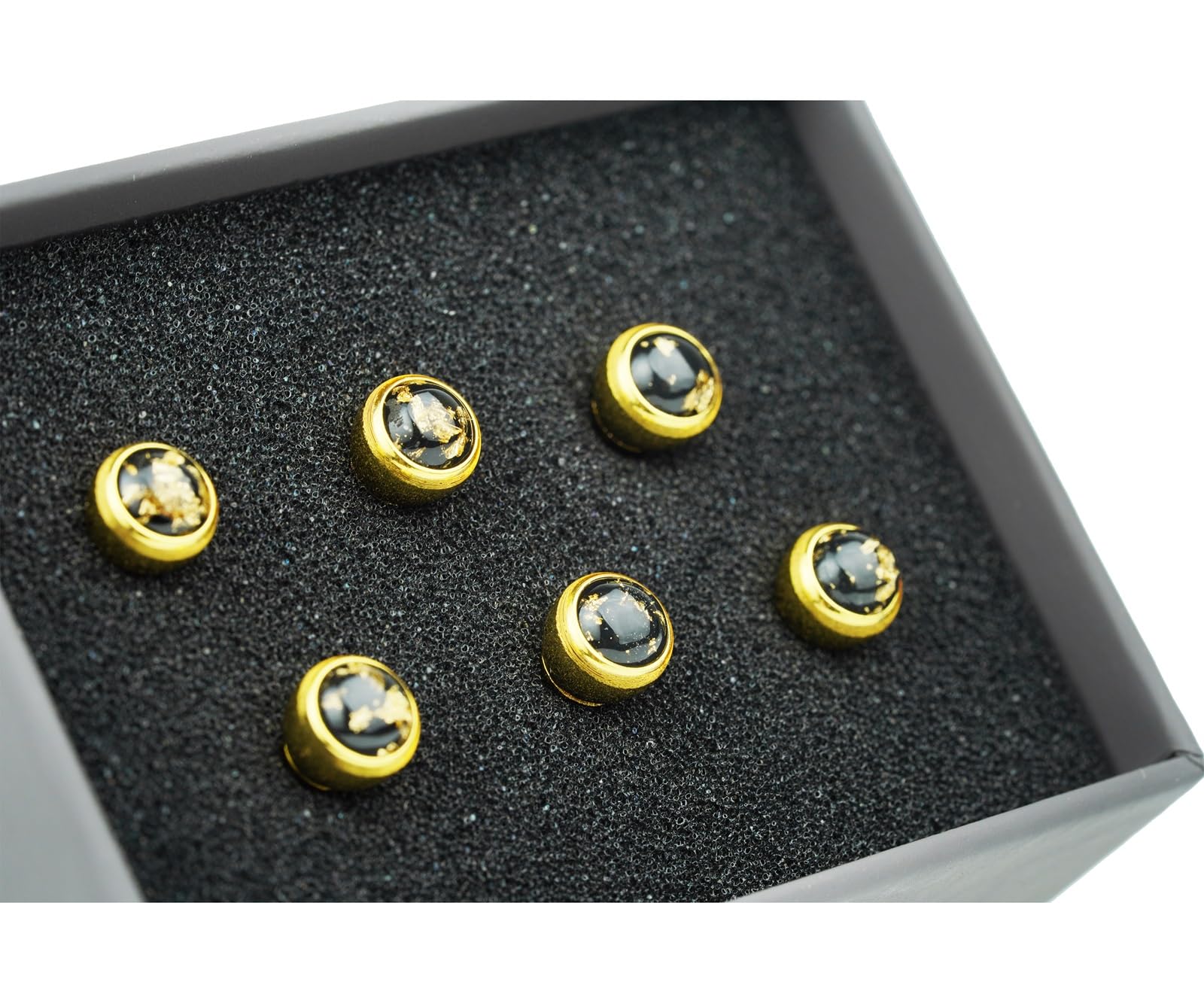 Guyker Gitarrenstegstifte, 6 Stück Messingstifte Endpin mit Goldfolienmuster für 6 Saiten Akustikgitarre Folk-Gitarren-Nagelklammern feste Kegel Ersatzteile 1 Set (GX-002)