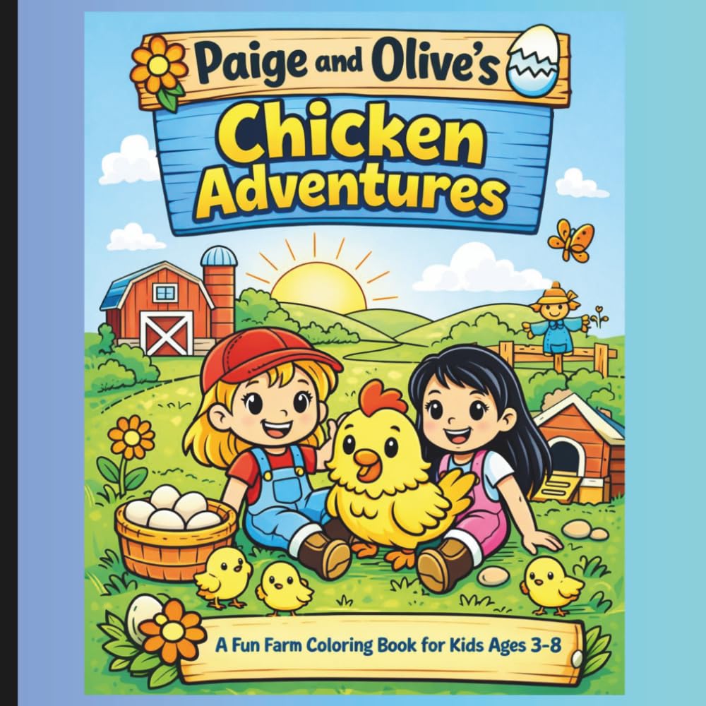 Paige and Olive's Chicken Adventures: A Cute Farm Animal Coloring Book for Kids Ages 3–8 Featuring Chickens, Chicks, Fun Activities, Mazes, and Easy Coloring Pages for Preschool and Early Learners