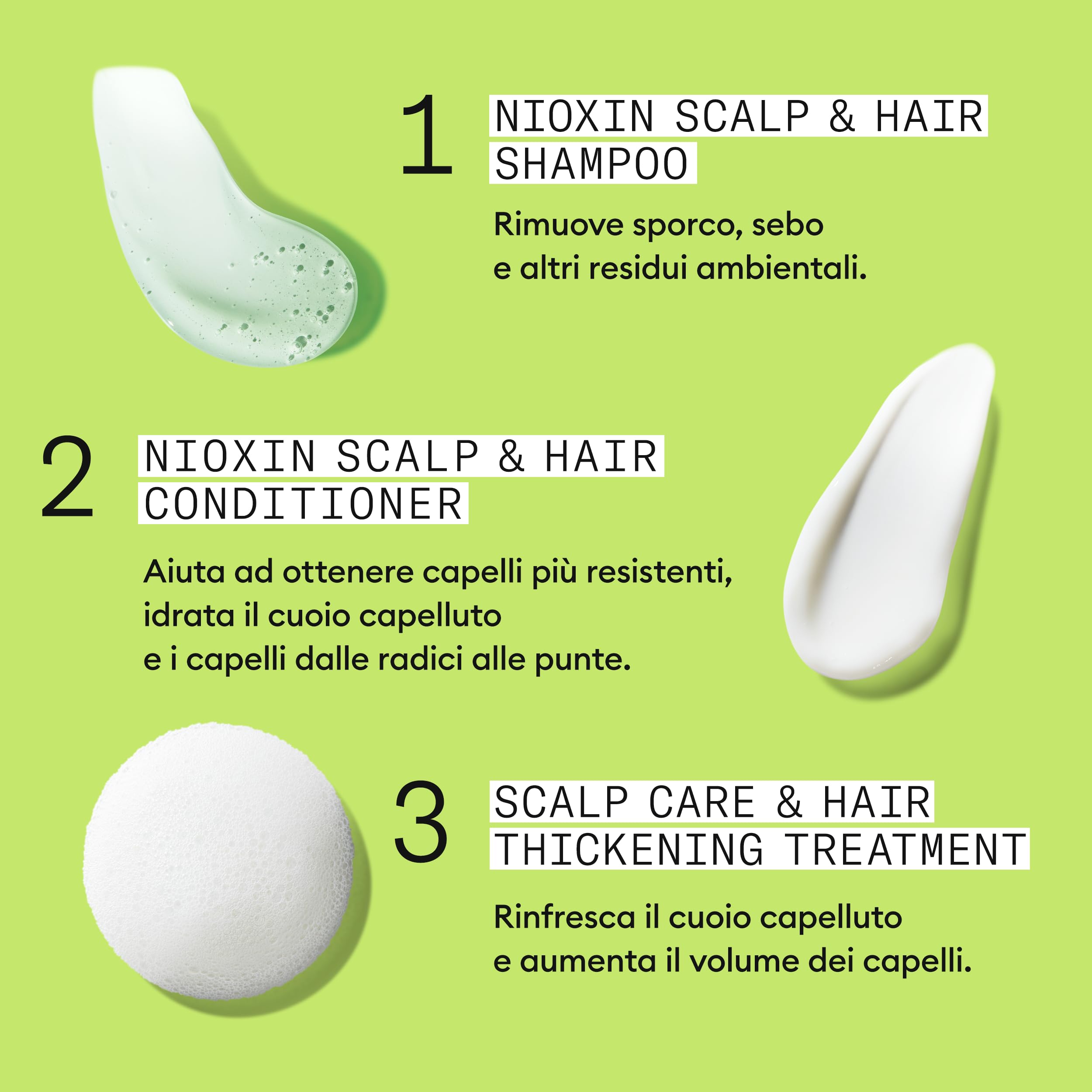 Nioxin Scalp + Hair Thickening Sistema 2 Shampoo, Balsamo, Trattamento Cuoio Capelluto per Capelli Naturali con Assottigliamento Avanzato