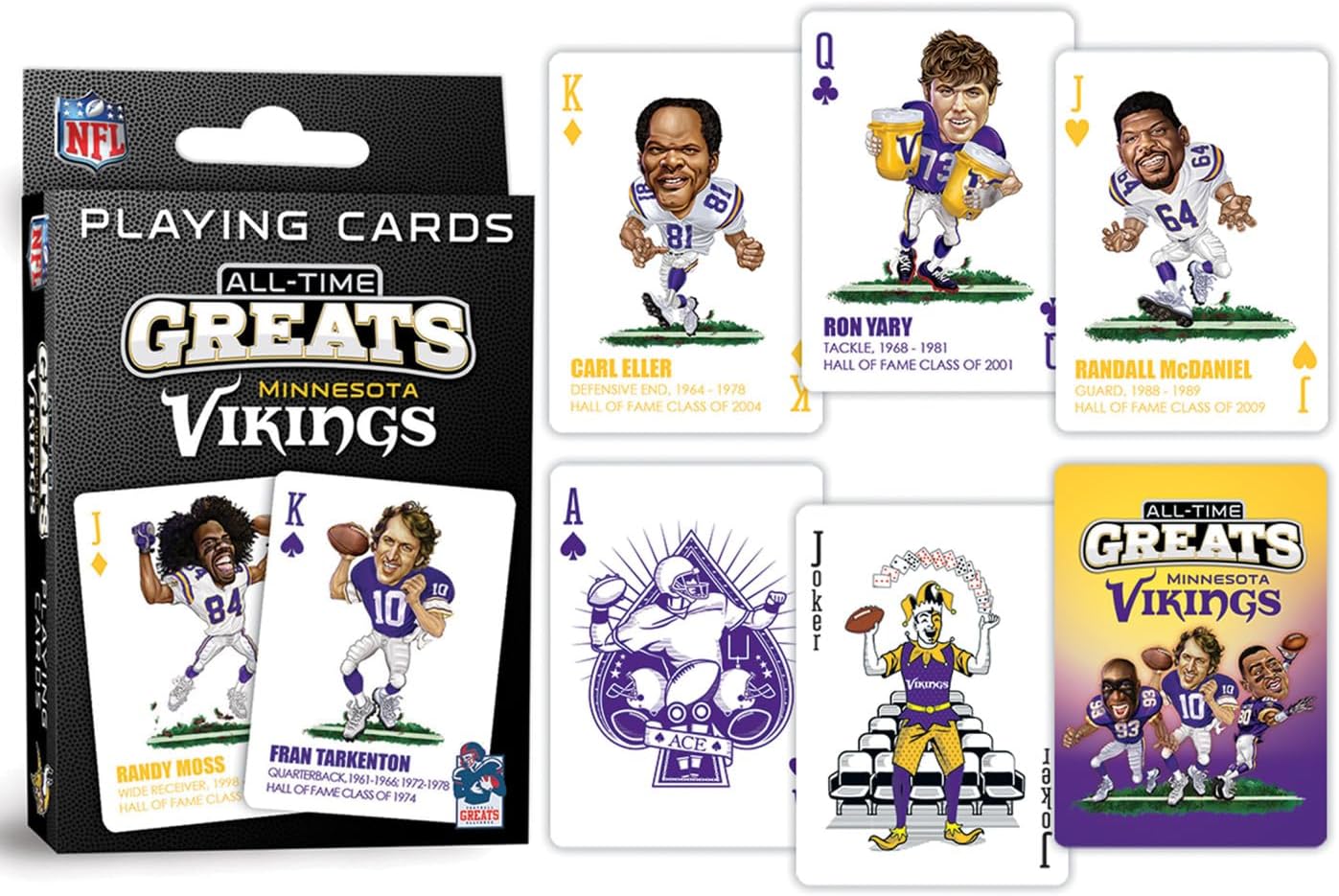 Masterpieces NFL Minnesota Vikings Playing Cards, Officially Licensed All Time Greats Deck, Premium Team Collectible Game Night Poker Play, MN Vikings Gifts Fans and Collectors, Tailgate Entertainment - Image 3