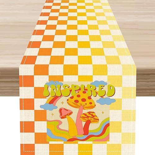 Miniatura 9 de Camino de mesa floral retro de los años 70, retro, vintage, floral, hippie, funky, años 70, 60, abstracto, rosa, estético, moderno, casa de campo,