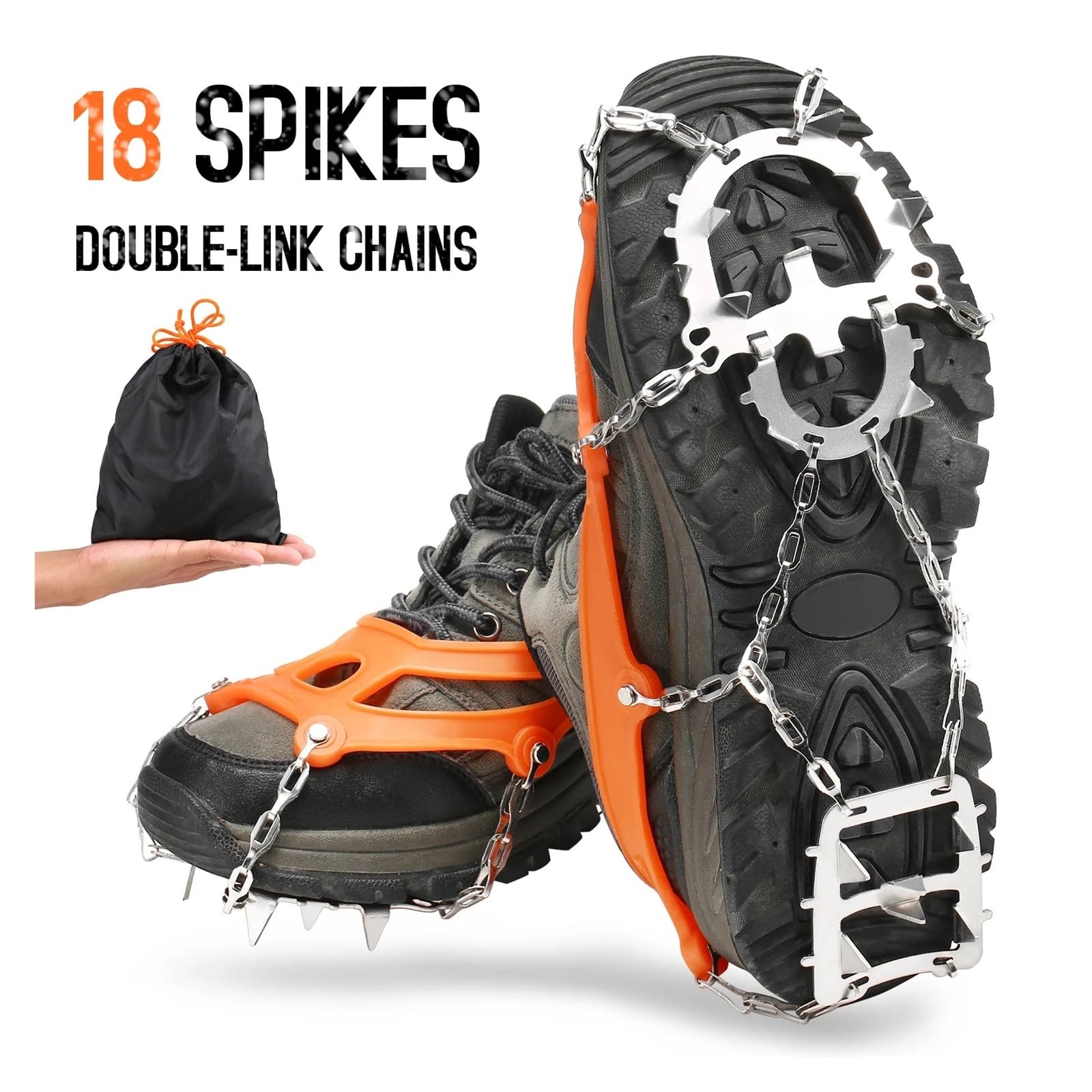 Anti-Rutsch-Spikes Eisgriffe Mit 18 Zähnen, rutschfeste Winterkrallen, Unisex-Schneeklauen, Kletterketten-Steigeisen, Outdoor-Zubehör