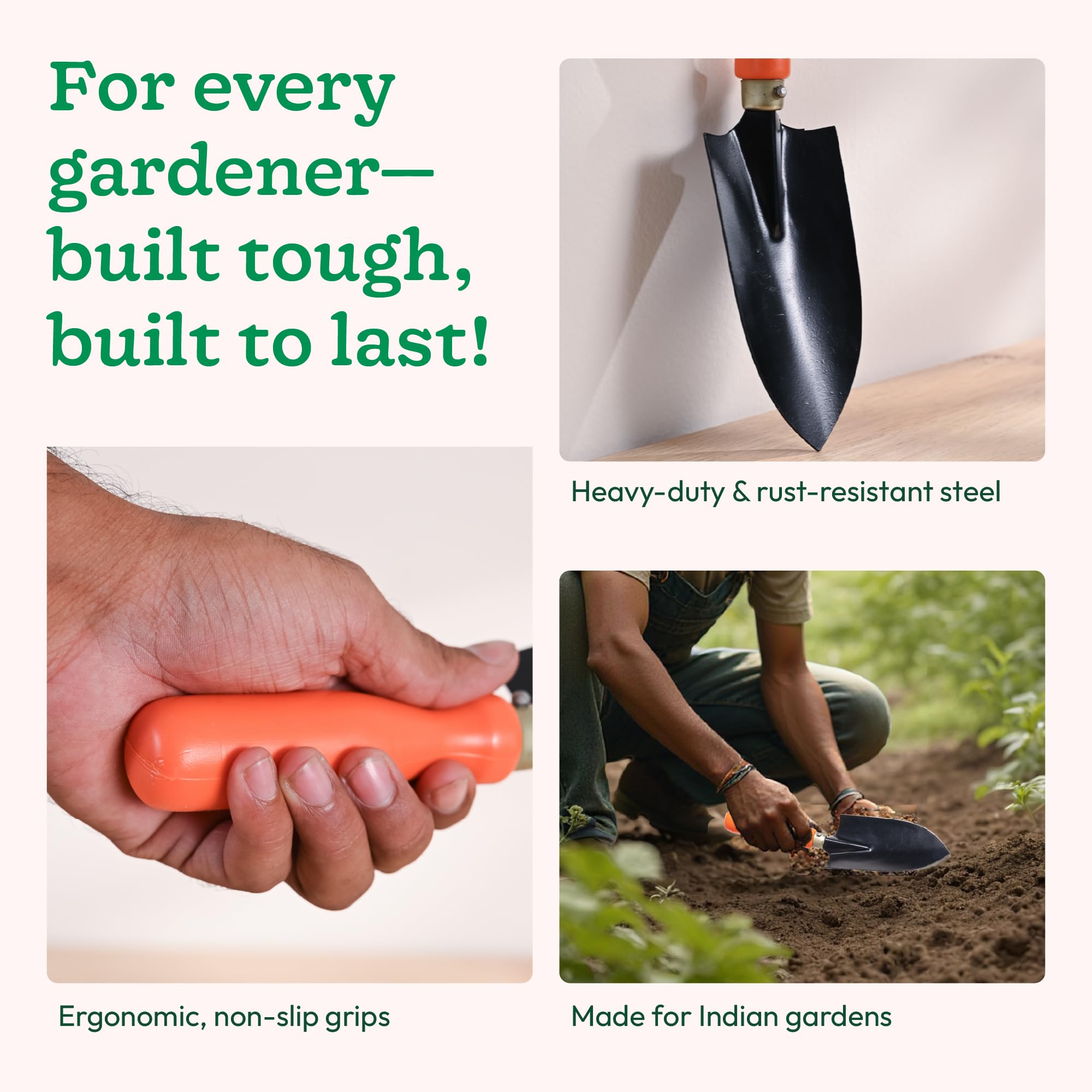 Ugaoo Garden Tool Set – 3 Pcs | Small Trowel, 2-Inch Khurpi & Weeder | Durable, Rust-Resistant Garden Tools with Ergonomic Wooden Handles | Perfect for Home, Balcony & Potted Gardening - Image 4 thumbnail