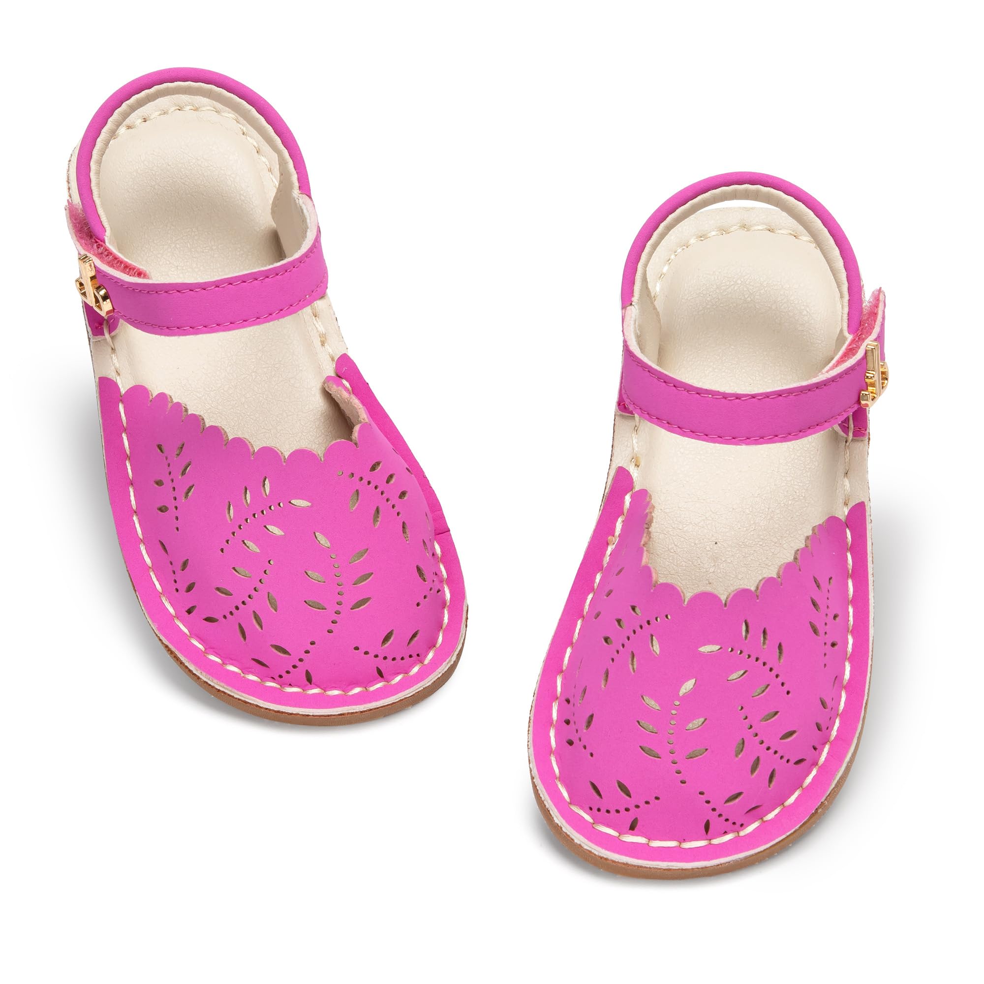 THEE BRON Toddler Floral Cutout Closed Toe Sandals for Girls Breathable Summer Shoes