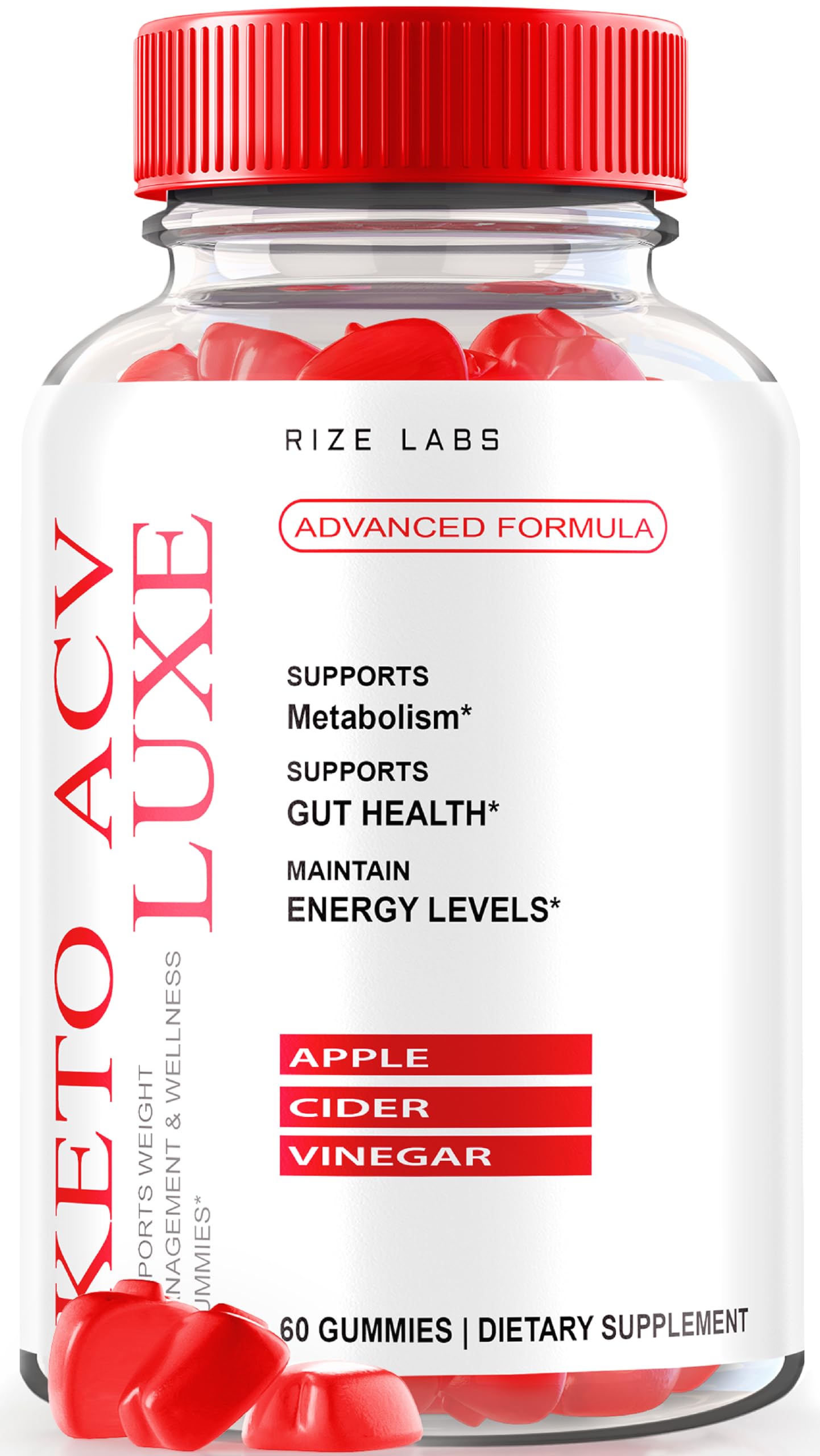 rize labs Keto ACV Luxe Gummies Men Women Max Strength, Advanced Weight Loss, Gomitas Organico Supplement (60 Gummies)