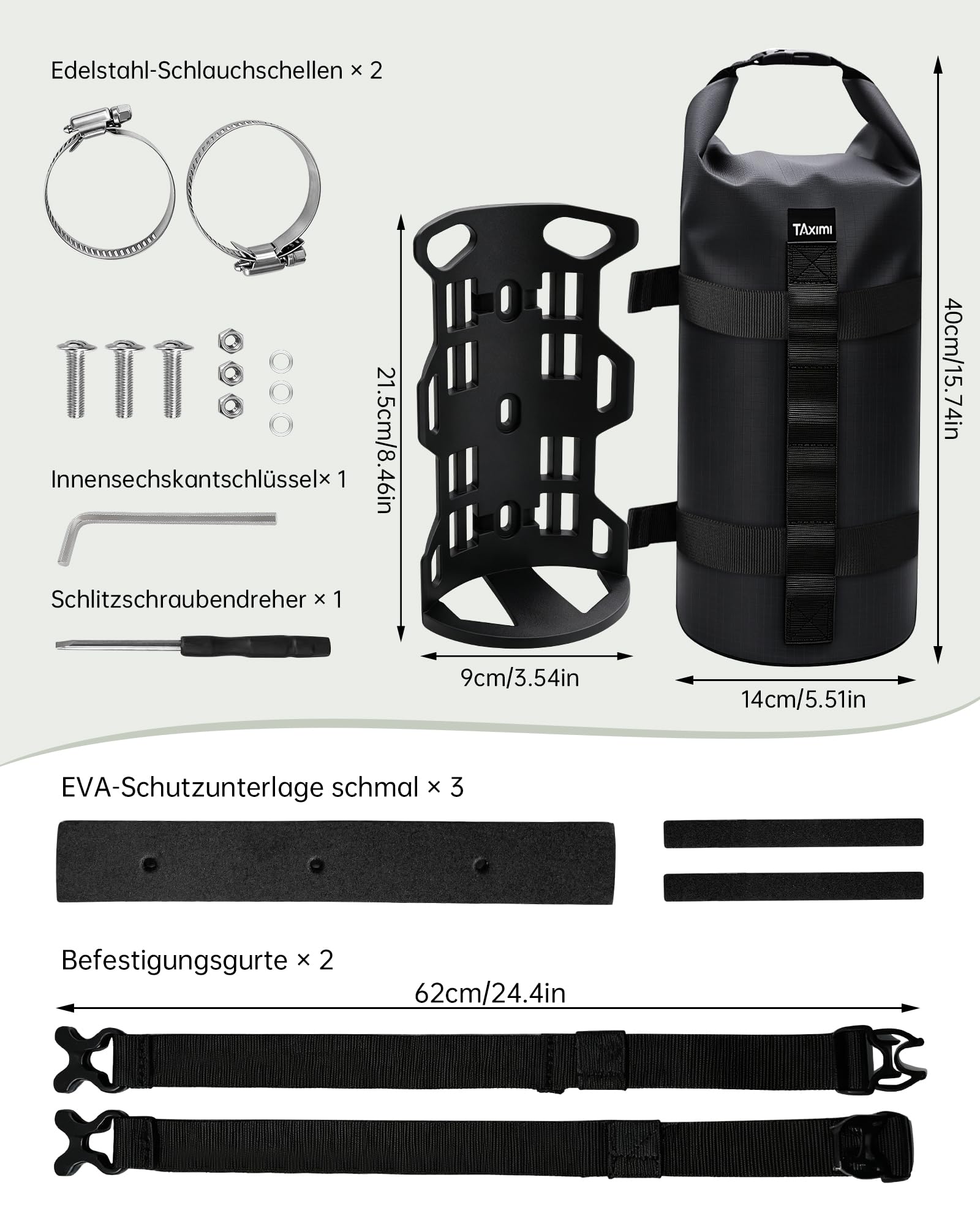 Sacoche Fourche Velo 5l étanche,Sacoche Avant Velo,Rolltop Fixation Facile | Matériau résistant aux déchirures & usure, pour sorties bikepacking et urbaines, protège pluie, boue et éclaboussures