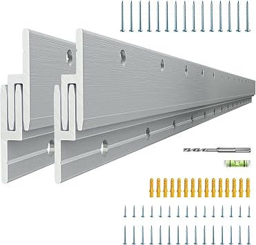 French Cleat Hangers Heavy Duty 30" - 2 Pairs Aluminum Z Bracket Heavy Mirror Mounting Hardware 200lb Load Interlocking Wall Z Clip Hanger Picture Hanging Kit for Mirrors, Frames and Cabinets