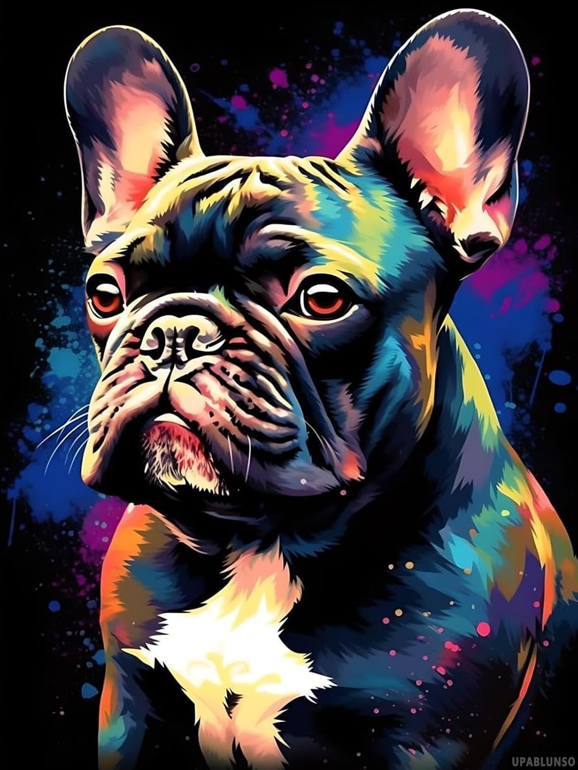 UPABLUNSO French Bulldog Dog Portrait Watercolor Diamond Painting Kits for Adults Beginner, DIY Full Round Drill Gem by Number Kits Arts and Crafts for Home Wall Decor Gifts 12x16 inch