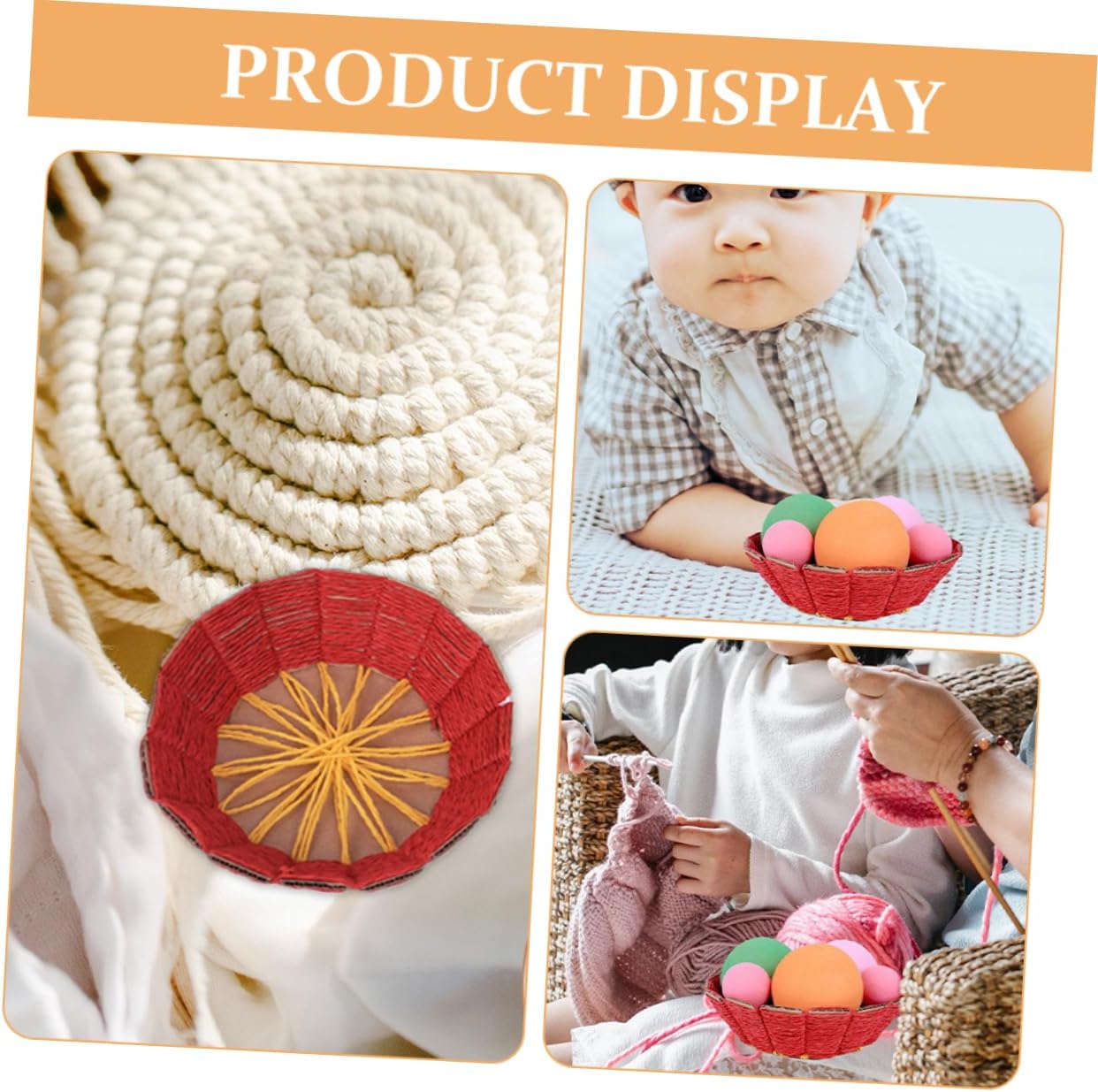 WEKAMOS 1set DIY Paper Basket Weaving Materials Kit for Boys and Girls Cardboard Baskets Paper Ropes Orange Red Purple and Craft Supply Set for Creative Handicrafts