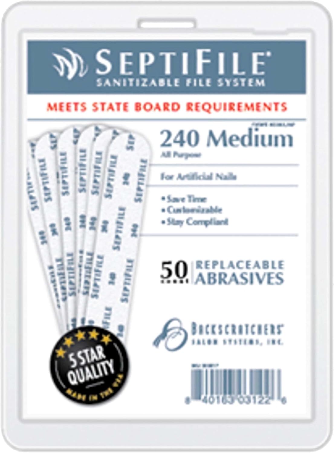 BACKSCRATCHERS 100 Coarse grit SeptiFile Refills - Set of 50 - Blending for Artificial Nails