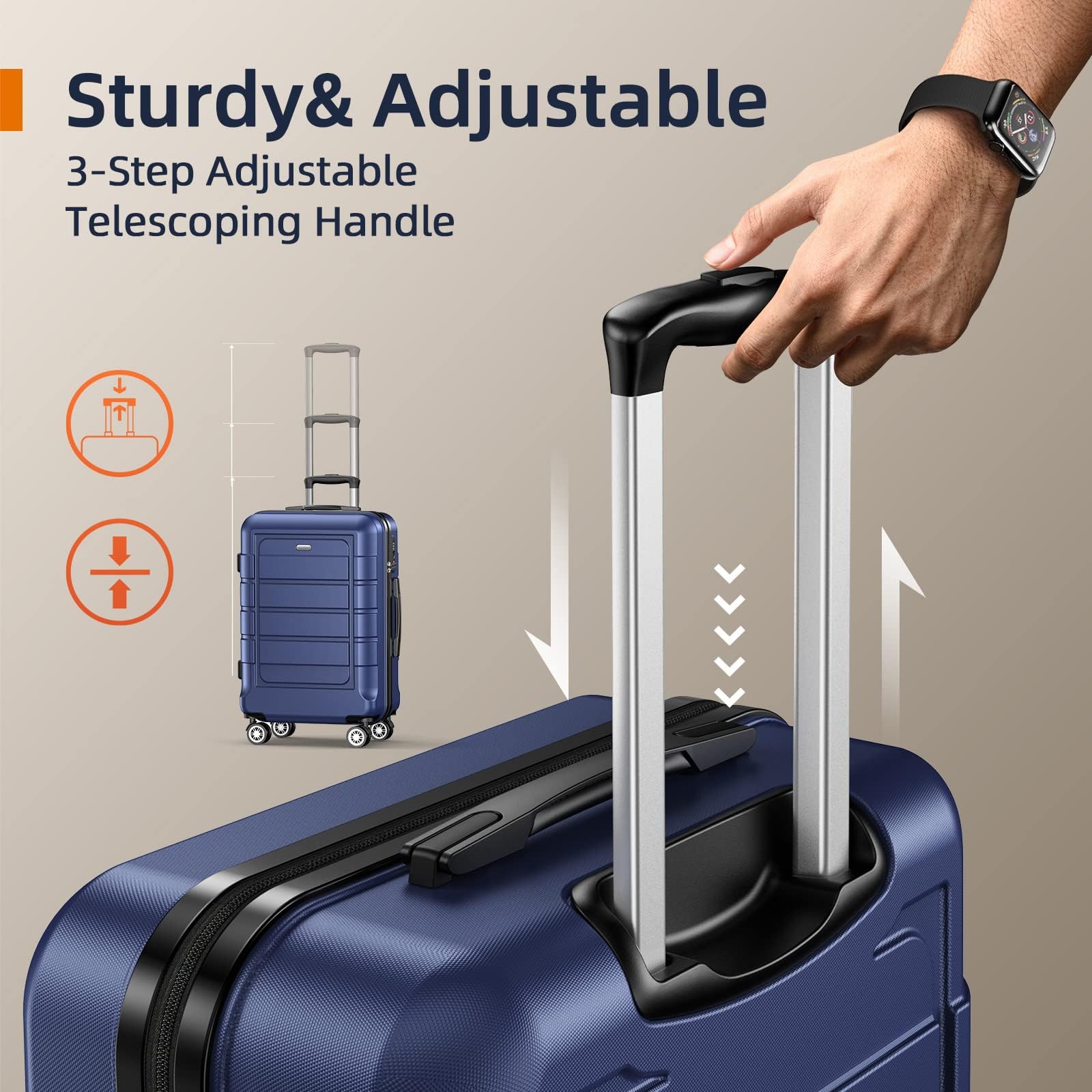 SHOWKOO Valigie da viaggio rigide espandibili ABS+PC Trolley Set valigie Cabina leggera durevole con 4 ruote doppie girevoli e chiusura TSA