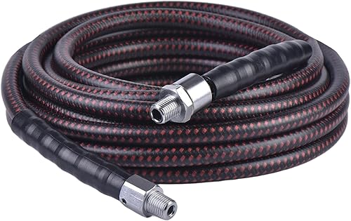 Manguera de aire híbrida de 1/4 pulgadas × 25 pies, manguera de compresor de aire industrial de 600 PSI con accesorios MNPT giratorios de 360° en