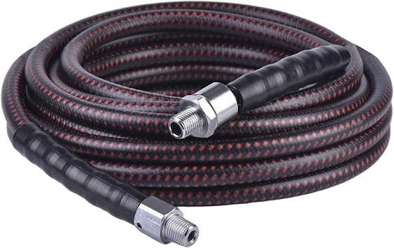 Hybrid Air Hose 1/4 25FT, 600 PSI Industrial Air Compressor Hose with In-Line & Ball 360 Swivel 1/4 MNPT Fittings, Heavy-Duty Kink-Resistant All-Weather Pneumatic Hose