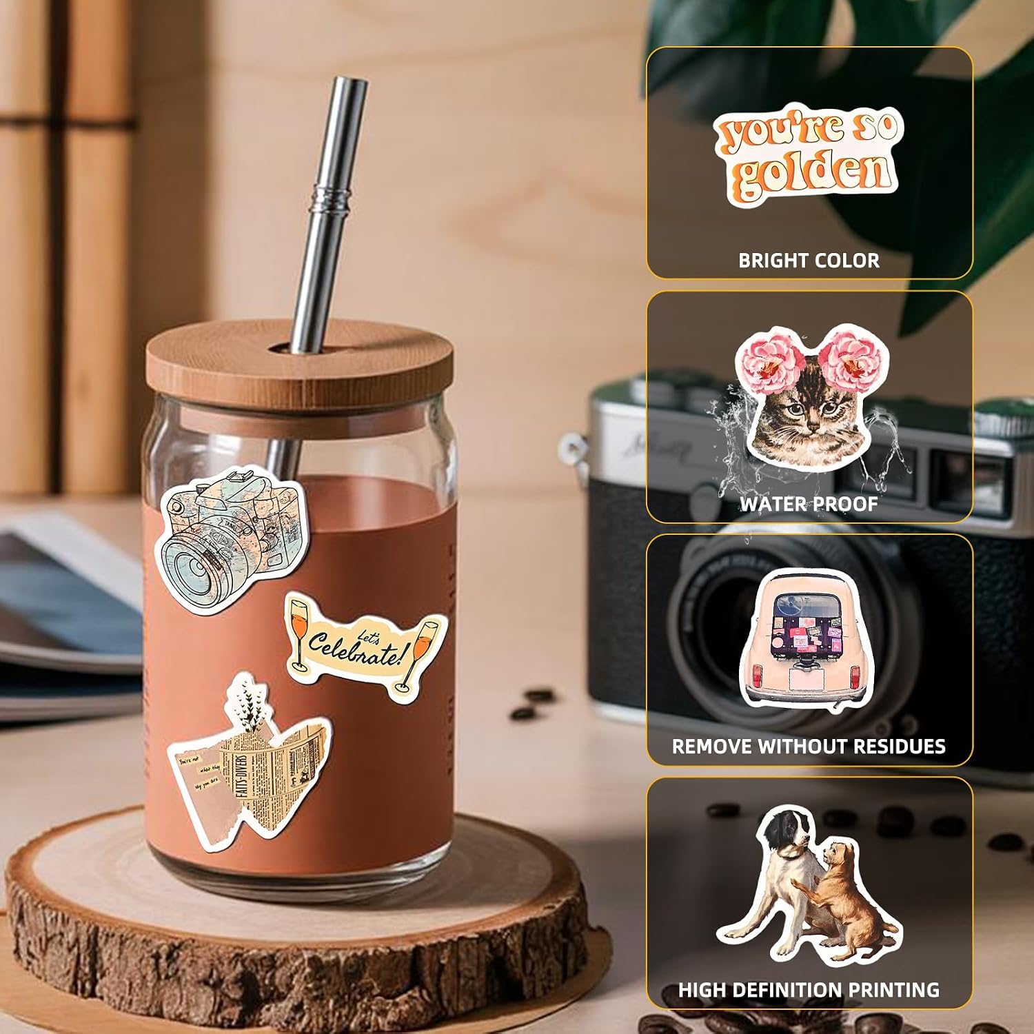 150pcs Vintage Scrapbook Stickers,Waterproof Sticker Pack, DIY Craft for Water Bottle Laptop, Daily Planners,Junk Journal Decorative,Scrapbook Supplies(Vintage)