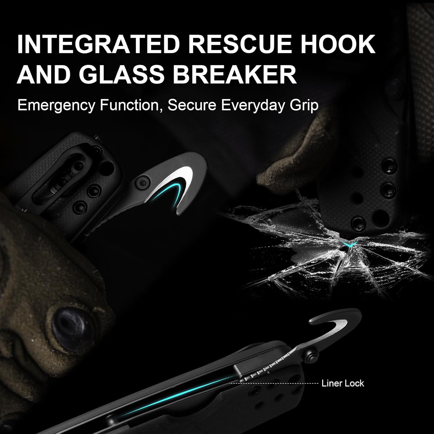 Kizer Aegis T Tactical Pocket Knife, 3.21" AEB-L Steel Tanto Folding Knife with Black G10 Handle, Thumb Stud Opener Clutch Lock, EDC knives for Outdoor, Tactical and Survival V3774CTA1