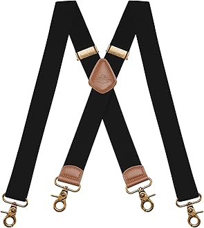 Mens Braces for Trousers with Strong 4 Hook-Clips, Vintage Suspenders Braces for Men & Women Heavy Duty Elastic Adjustable X Shape