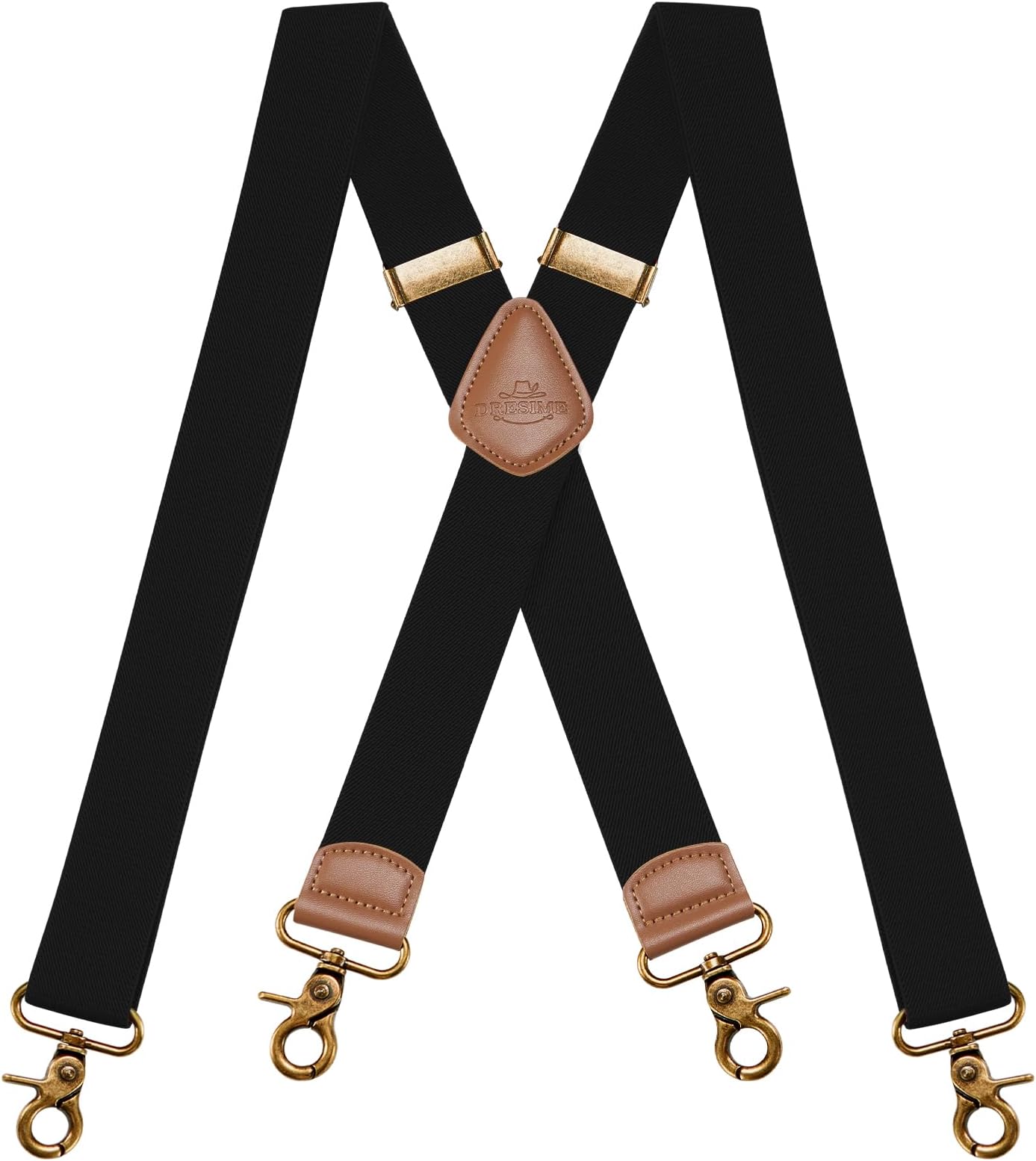 Mens Braces for Trousers with Strong 4 Hook-Clips, Vintage Suspenders Braces for Men & Women Heavy Duty Elastic Adjustable X Shape