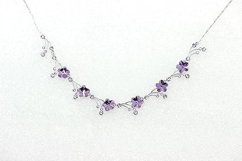 Miniatura 3 de Faship Precioso juego de collar y aretes florales de cristal Swarovski, Diamante de imitación, Diamantes de imitación