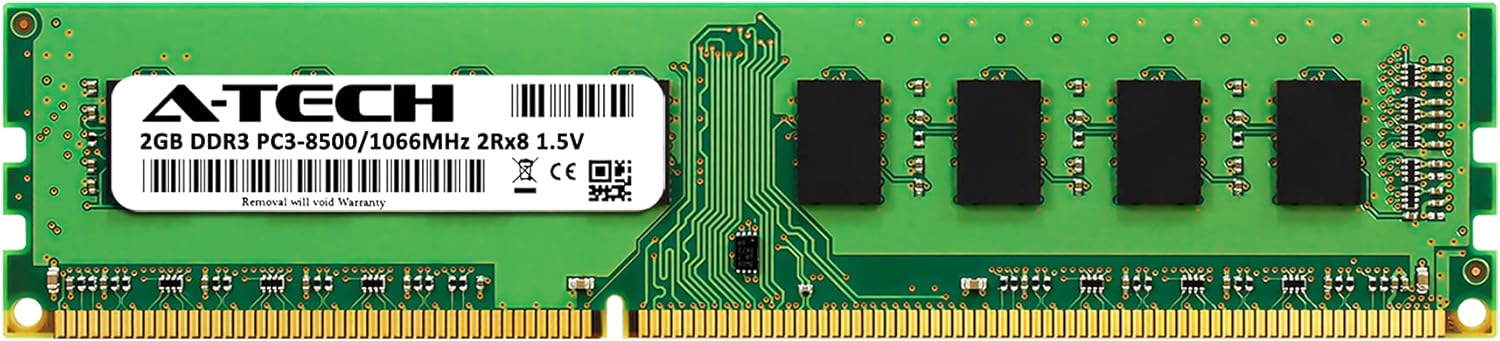 A-Tech 2GB RAM Replacement for Kingston KY996D-ELD | DDR3 1066MHz PC3-8500 2Rx8 1.5V UDIMM Non-ECC 240-Pin DIMM Memory Module