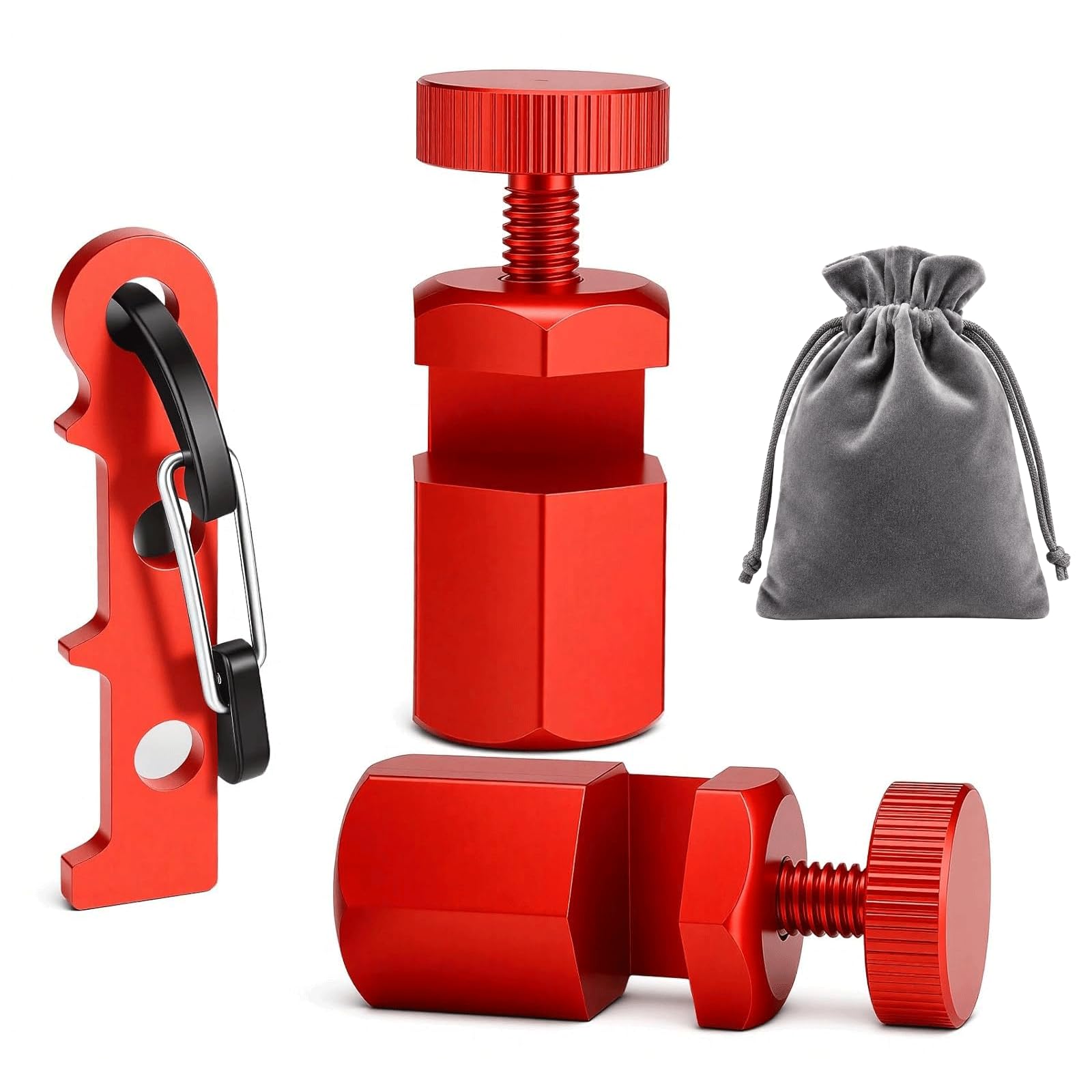 Stair Gauges for Framing Square, Framing Jig Speed Square, Non Slip Layout Attachment Framing Square Stops for Carpentry & Right Angle with Holder Hook (Red)