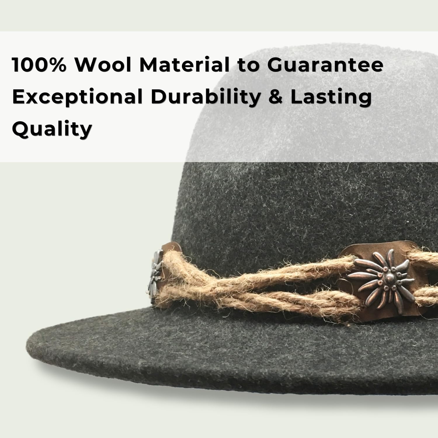 Essence of Europe Gifts German Hat for Oktoberfest - German Style Charcoal Wool Hats | Fedora - Image 3