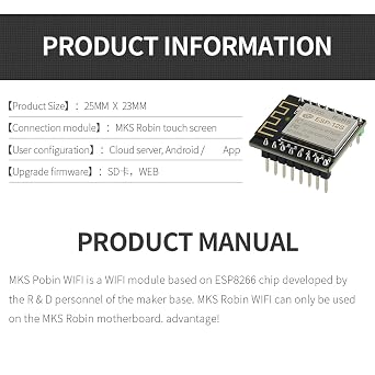 Makerbase MKS Robin WiFi Version 1.0 Wireless Router ESP8266 Module 1 Piece for 3D Printing Remote Control Compatible with MKS Robin Motherboard Supports Cloud APP and Cura Plugin