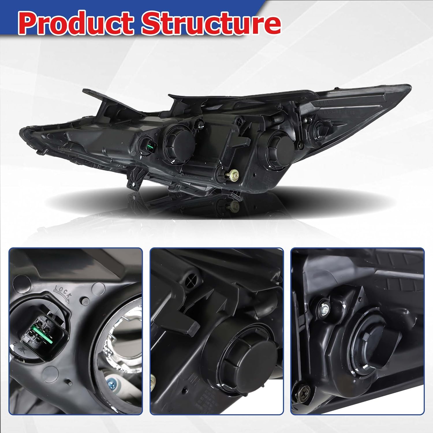 Driver Side and Passenger Side Headlights Assembly Halogen Replacement for Sonata 2011-2014 Housing Chrome Lamp LH RH 2PCS