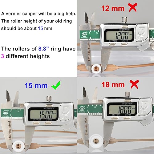 Miniatura 5 de Anillo giratorio de microondas de 8.8 pulgadas con rodillos de 0.591 in, soporte de bandeja para horno de microondas, anillo de rodillo giratorio de