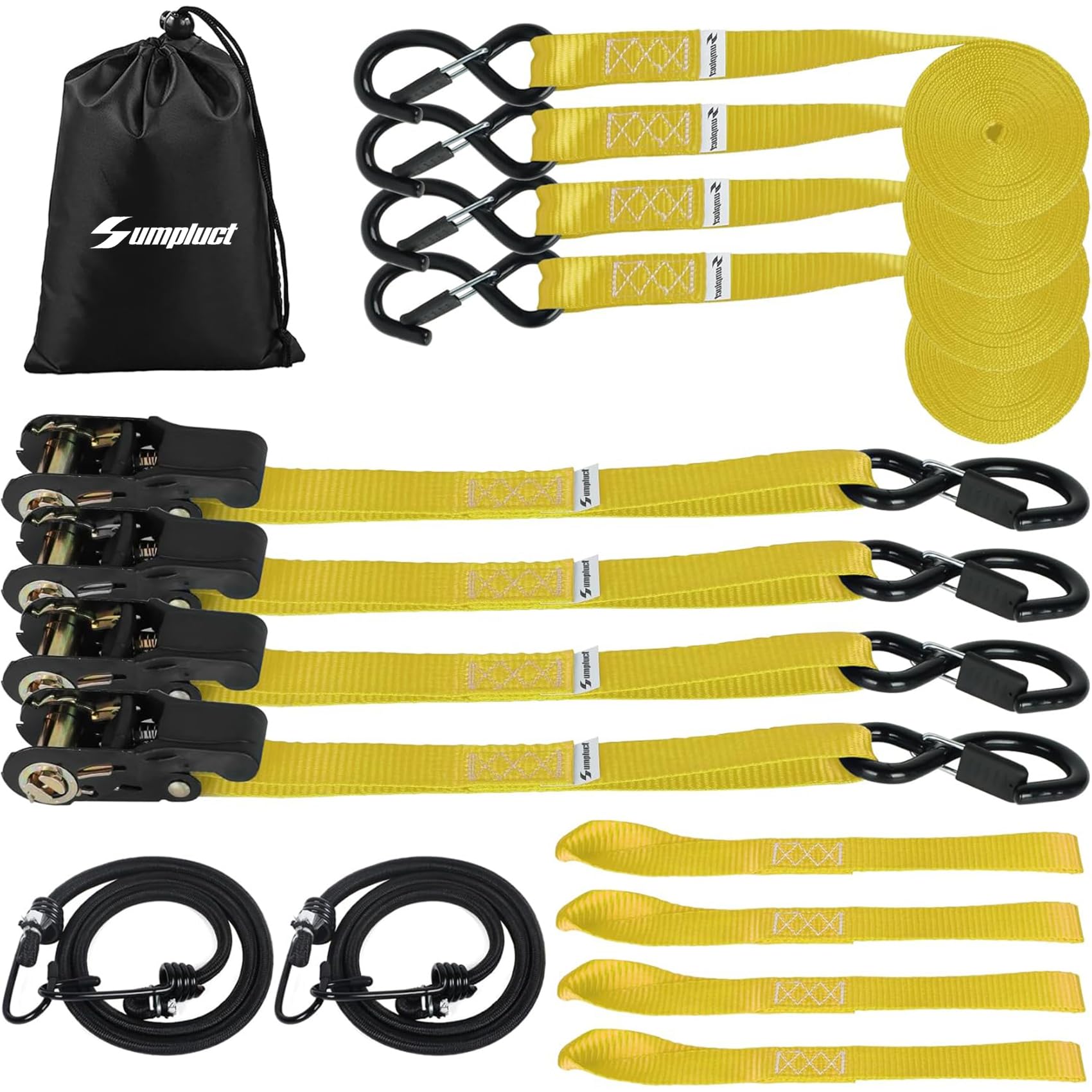 Ratchet Tie Down Straps 4 Pack -15 FT -2200 LB Heavy Duty Ratchet Strap for Trucks, Cargo Tie Down Straps Ratcheting Set - for Motorcycle, ATV, Moving