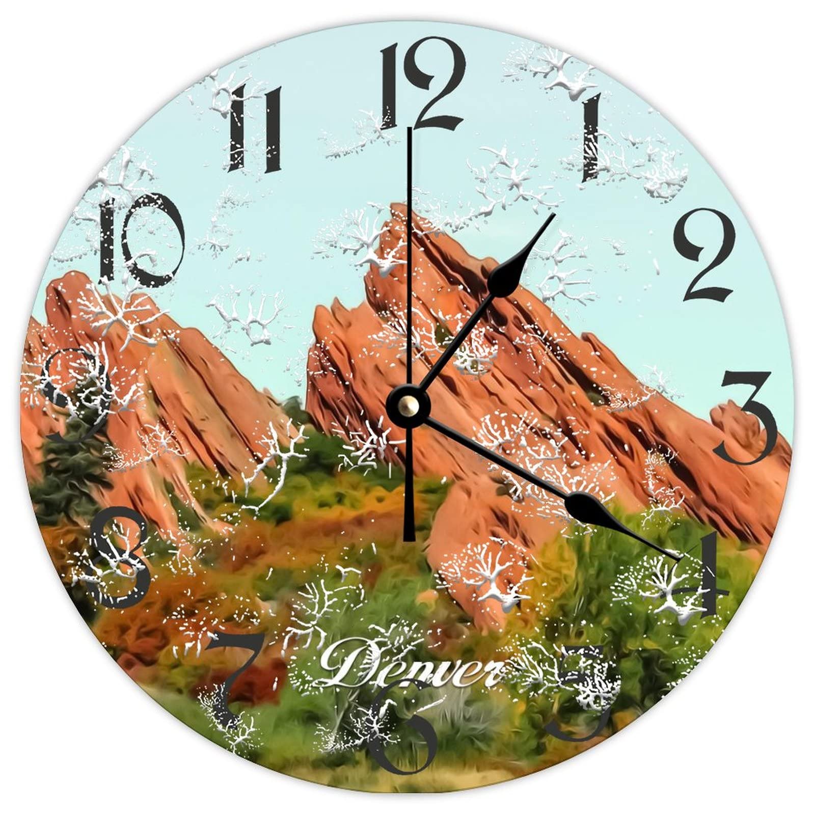Horloge murale ronde en bois Denver City de 38 cm pour cuisine