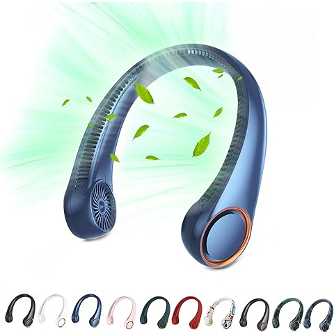 Portable Neck Fan, Hands Free Bladeless Fan, 360° Cooling Personal Fan,Wearable Qui...