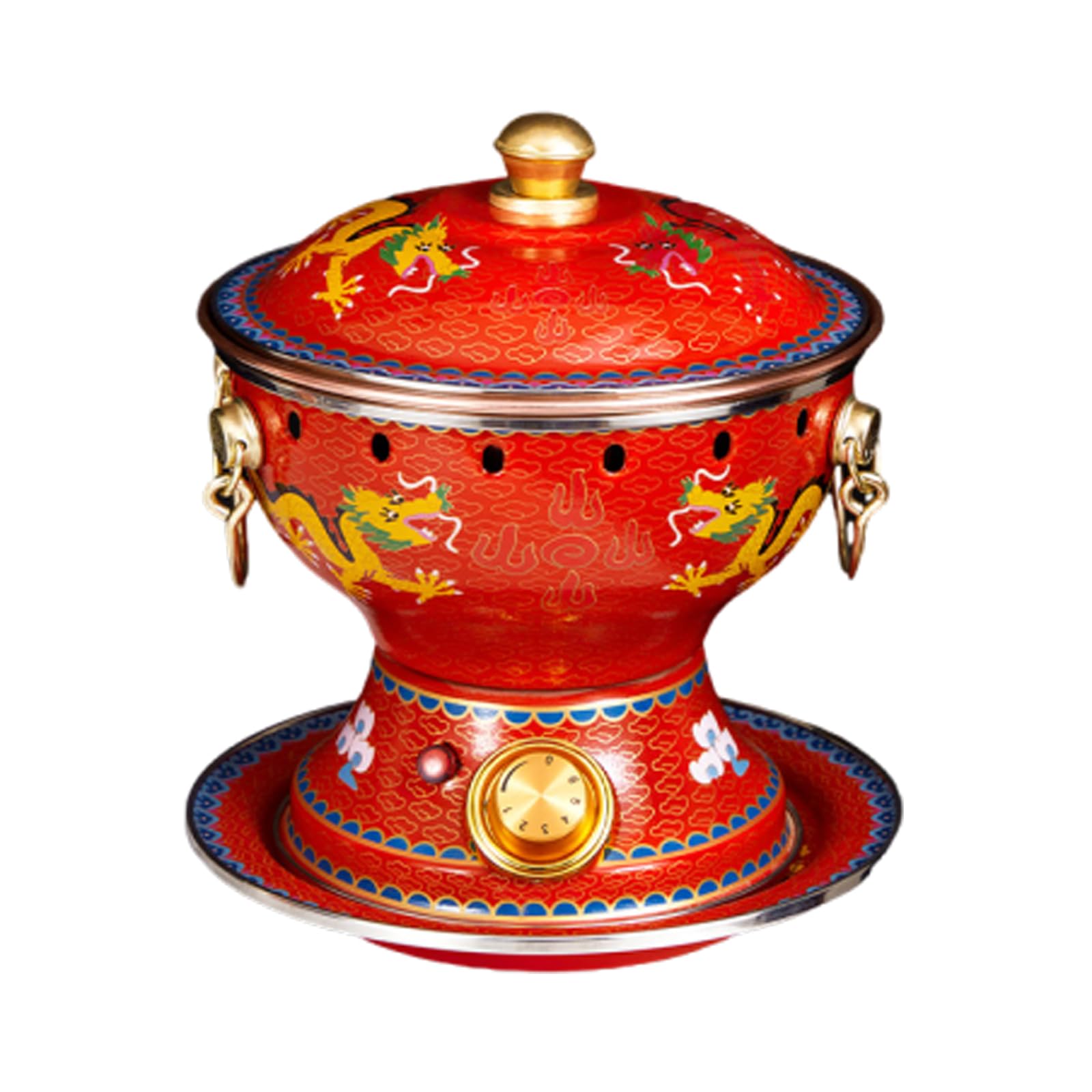 HTTGDGDH Enamel Pot Cloisonne Hot Pot Buffet Hot Soup Pot Copper Single Person Hotpot Sturdy Home Use Shabu Pot Old Beijing Hot Pot,U,N