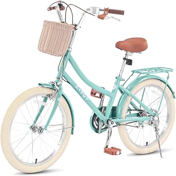 20 Inch Kids Bike, Girls Bikes Ages 8-12, Single Speed Kids Bicycle for Girls, Kids Beach Cruiser Bike with Basket and Kickstand, Multiple Colors