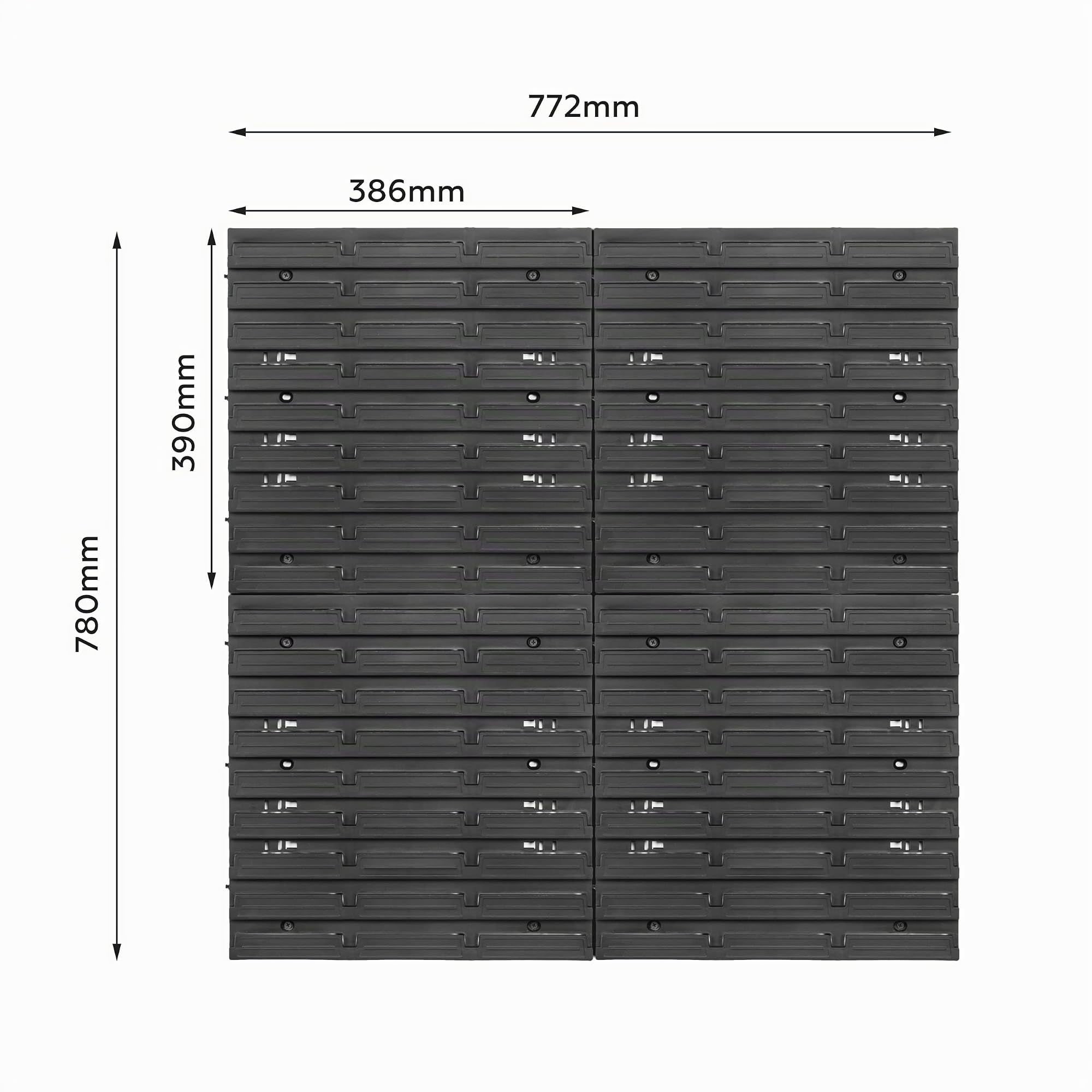 Lagersystem Werkstattregal | 78 x 78 cm | 36 stck. Box | Wandregal mit Stapelboxen - Wandplatten Extra Starke Schüttenregal Warkzeuglochwand Lagerregal Garage Regal