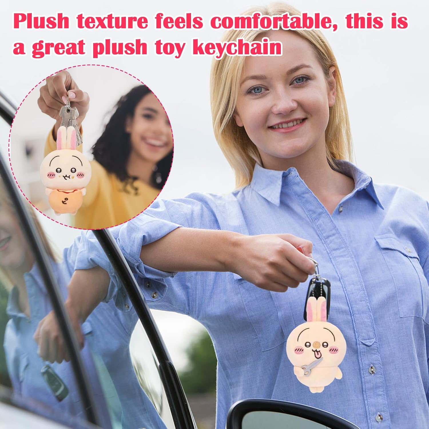 Chikawa Plush Keychain for Backpack, Kawaii Usagi Plush Keychain Accessories Decor Purse Charm Pendant for Women - Image 6