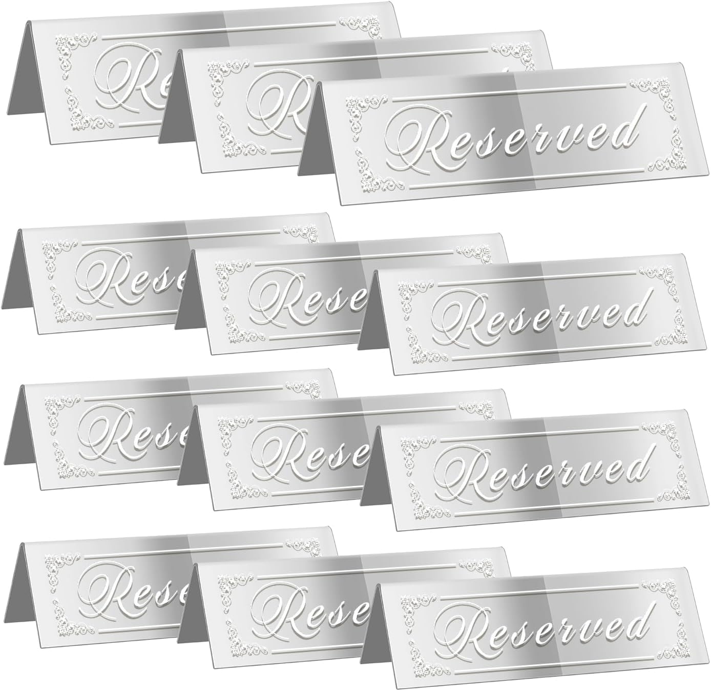 Amazon.com: CWJCYTNSN 12PCS Reserved Table Signs, Silver Reserved Signs ...